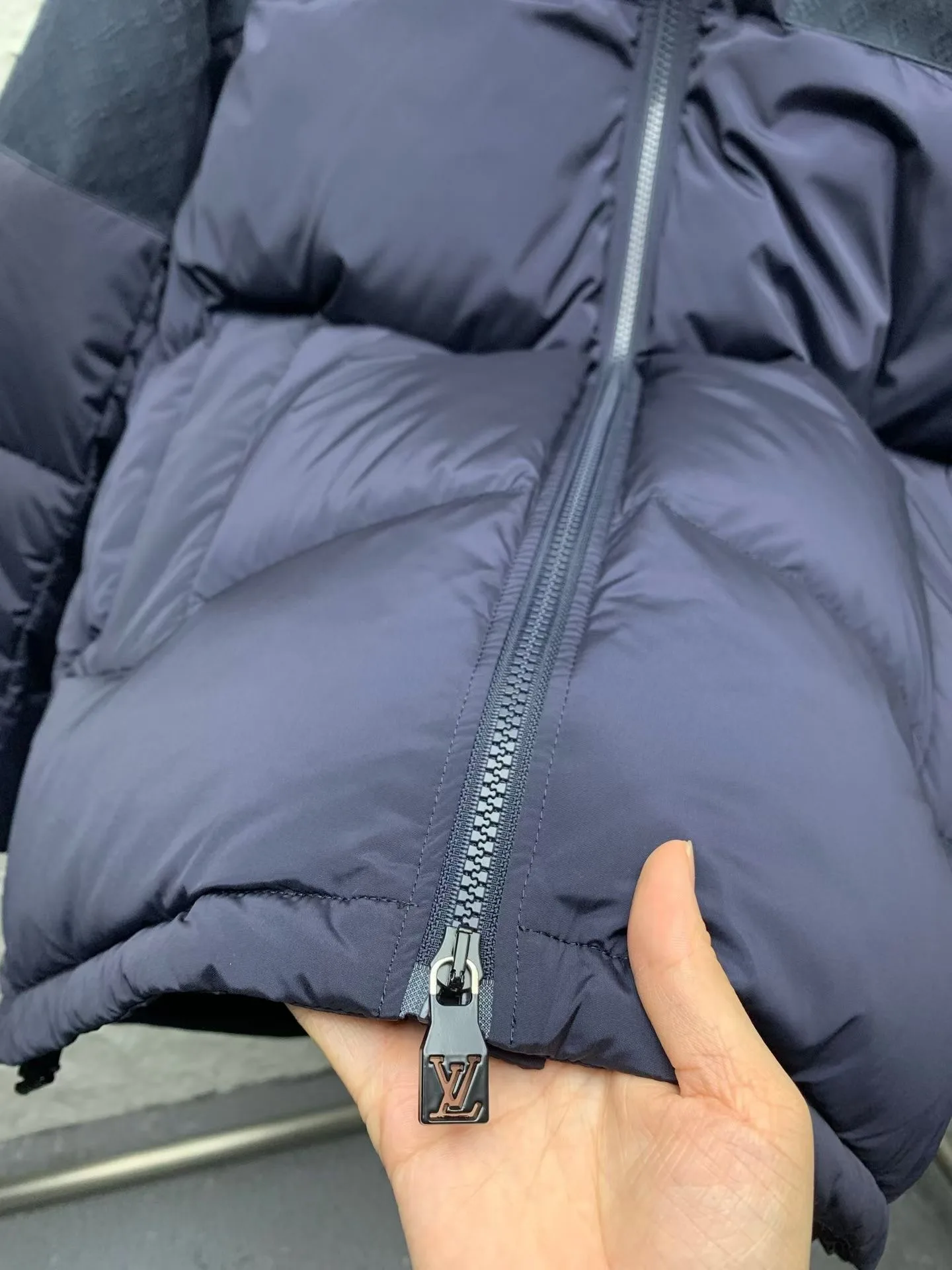 LV Placed Monogram Down Blouson (Blue) — view 6
