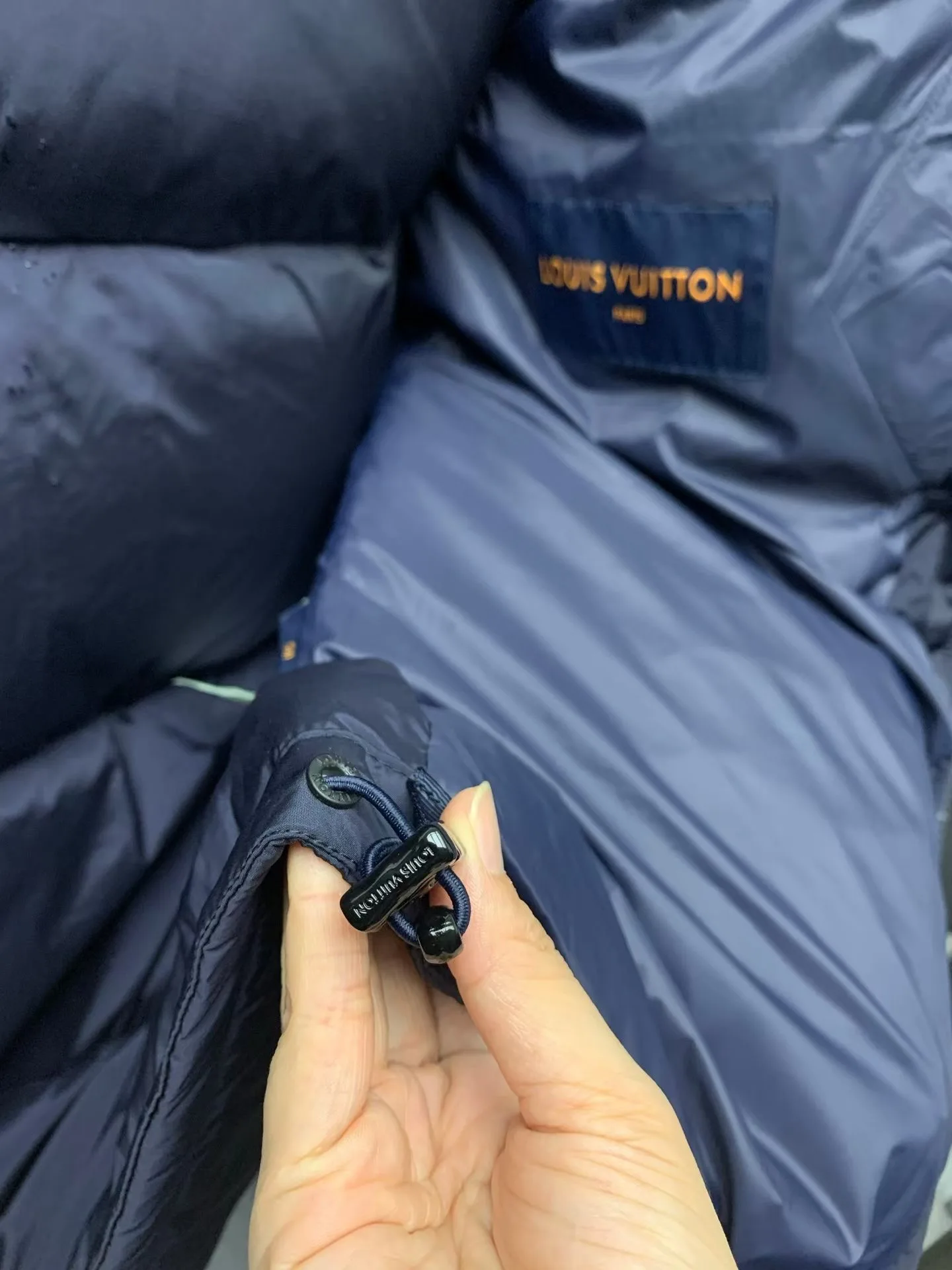 LV Placed Monogram Down Blouson (Blue) — view 7