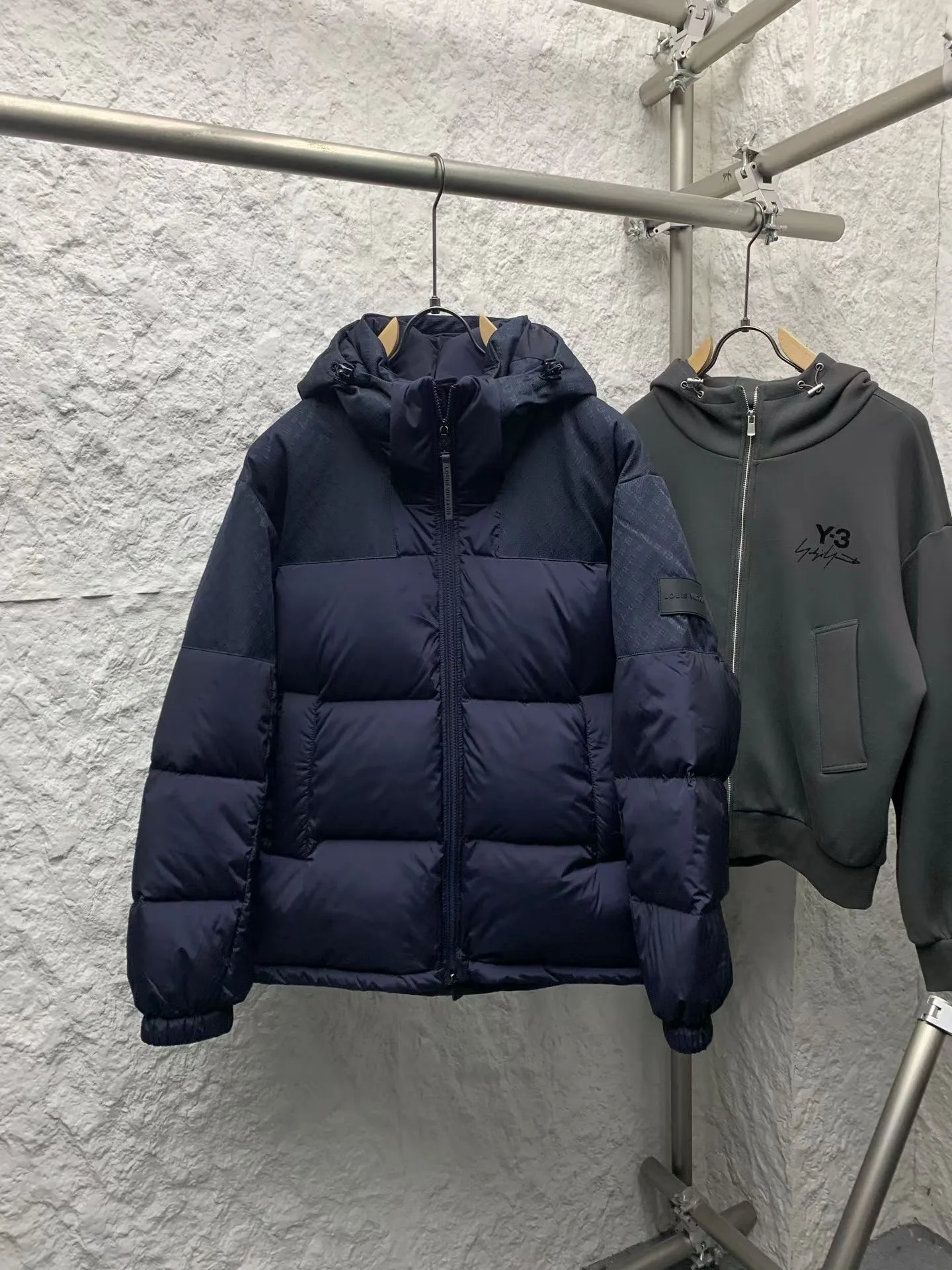 LV Placed Monogram Down Blouson (Blue)