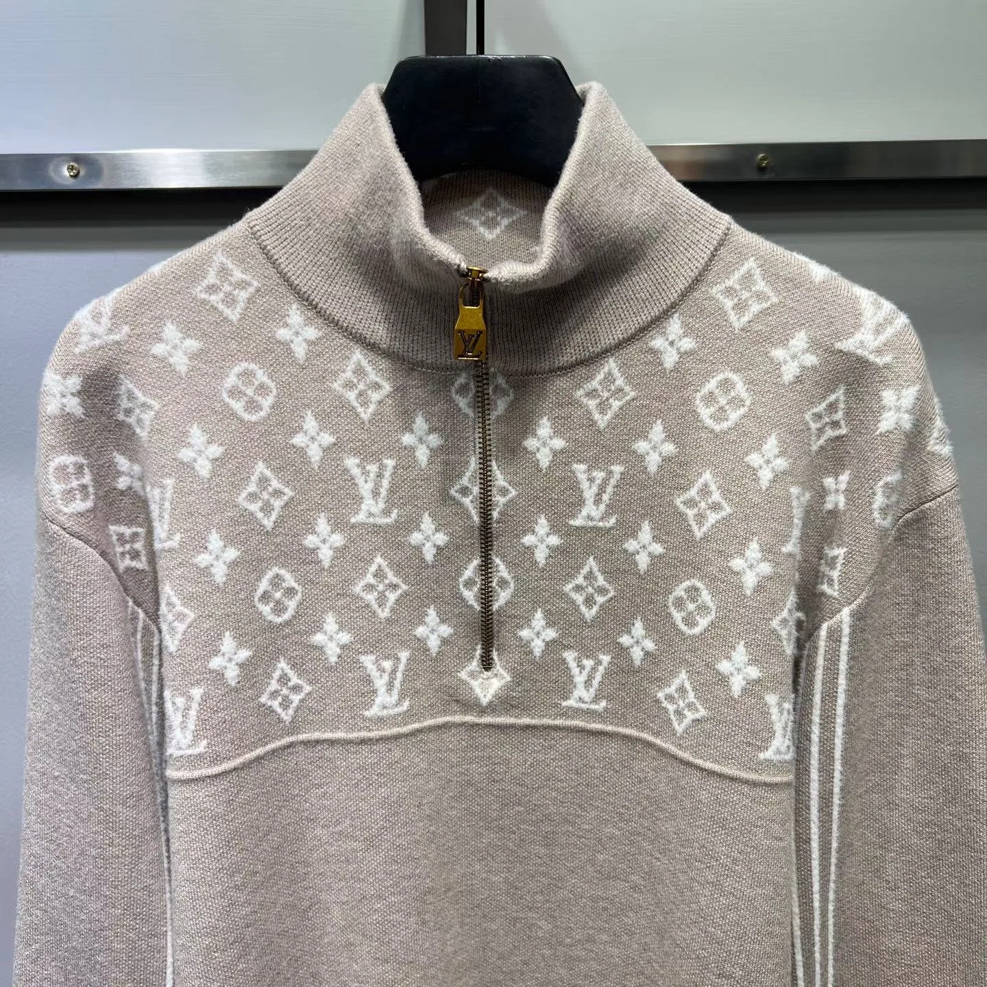 Ribbed Wool Half-Zip Pullover — view 5