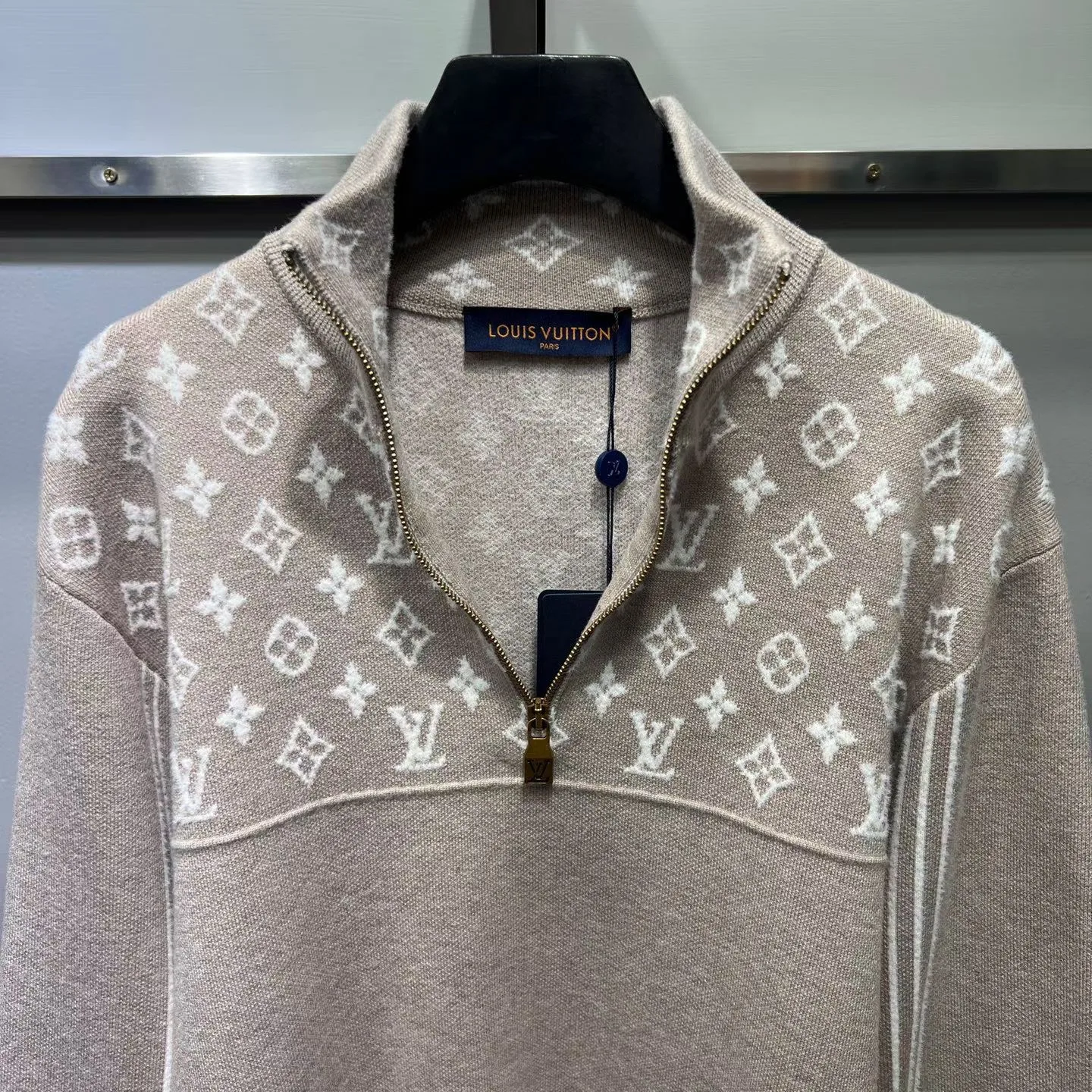 Ribbed Wool Half-Zip Pullover — view 6