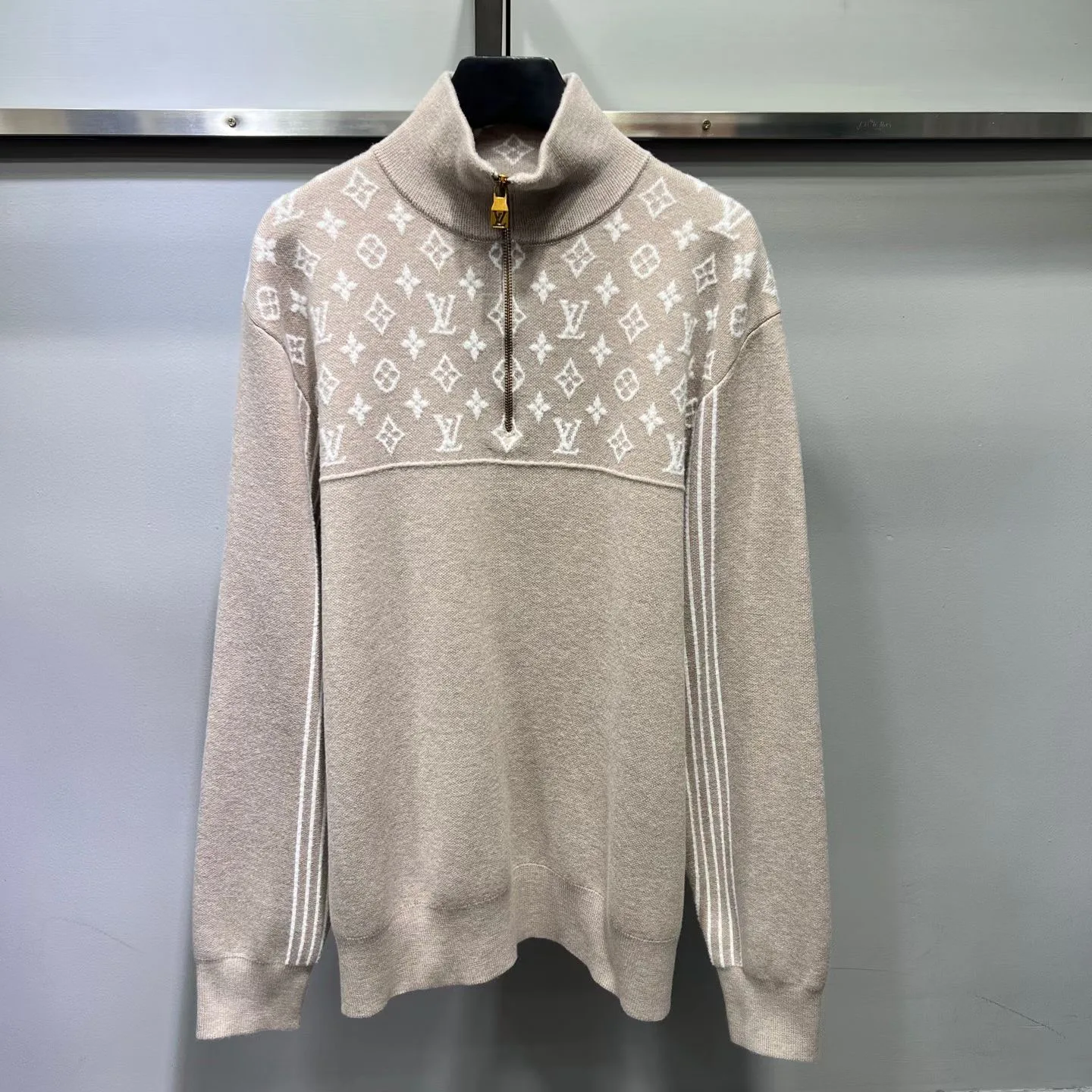 Ribbed Wool Half-Zip Pullover