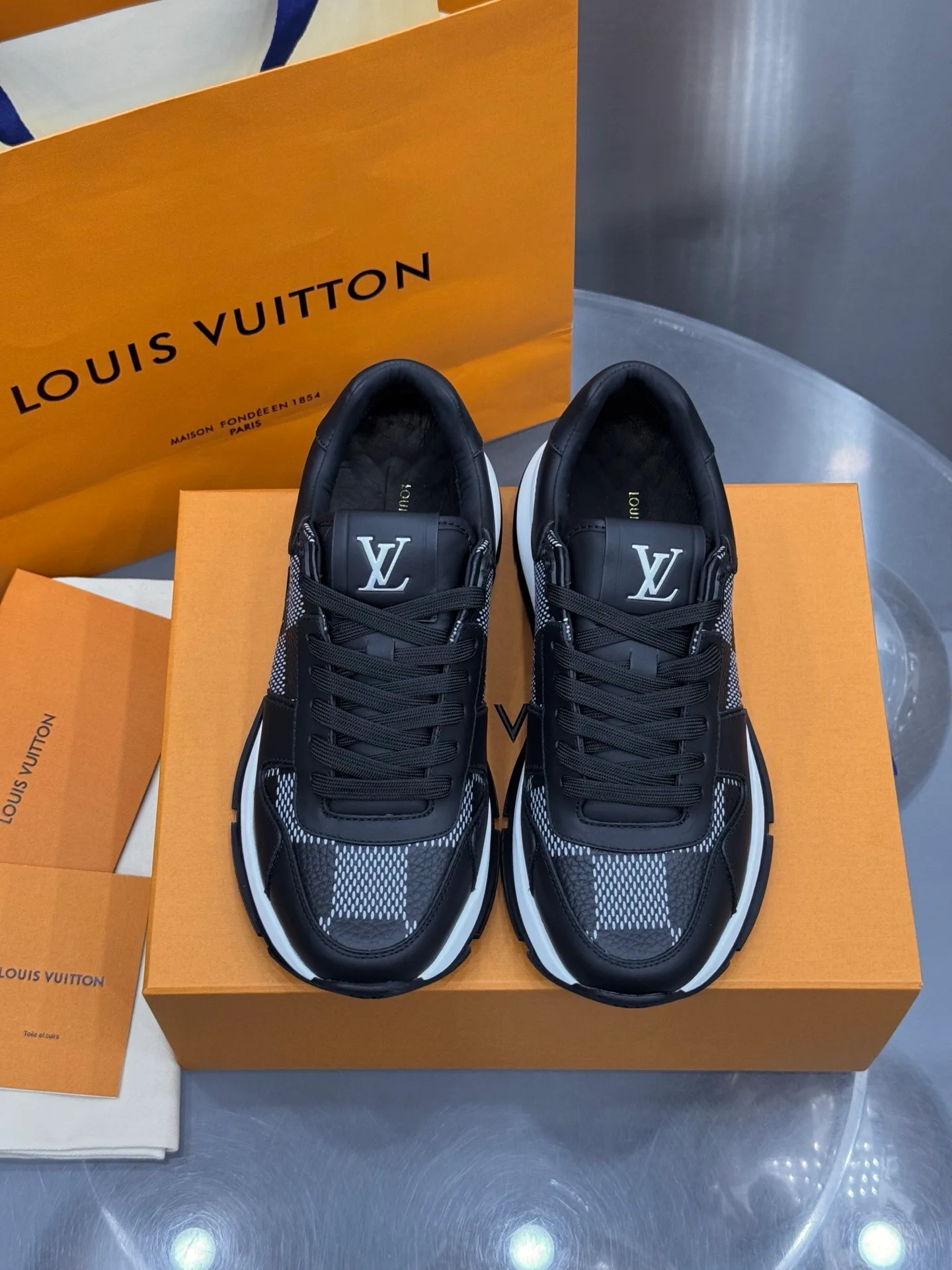 LV Run Away Sneaker (Black Damier) — view 2