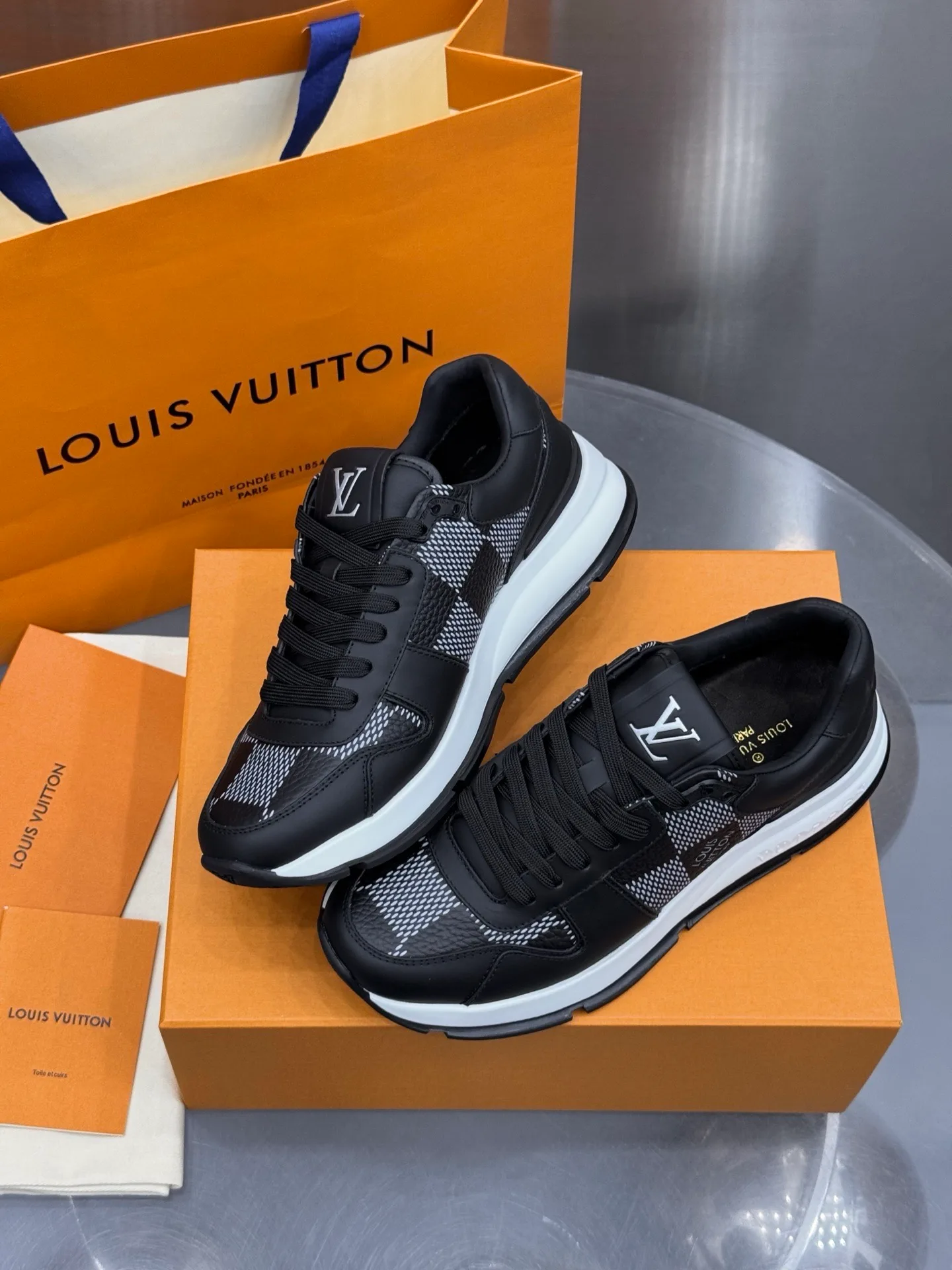 LV Run Away Sneaker (Black Damier) — view 4