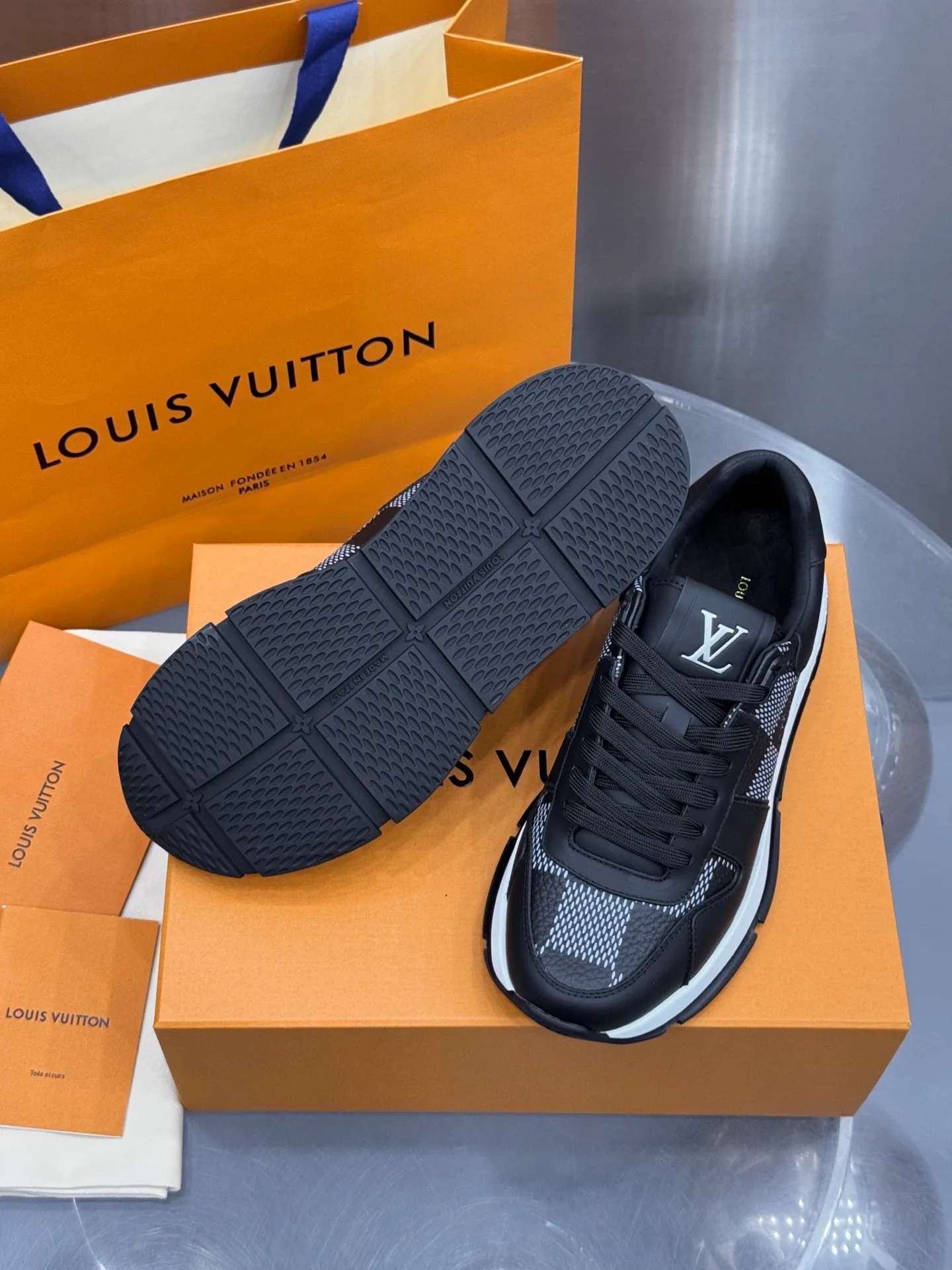 LV Run Away Sneaker (Black Damier) — view 6