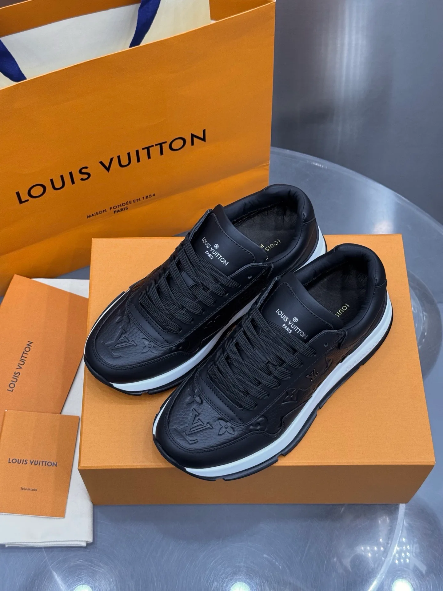 LV Run Away Sneaker (Black Monogram) — view 3