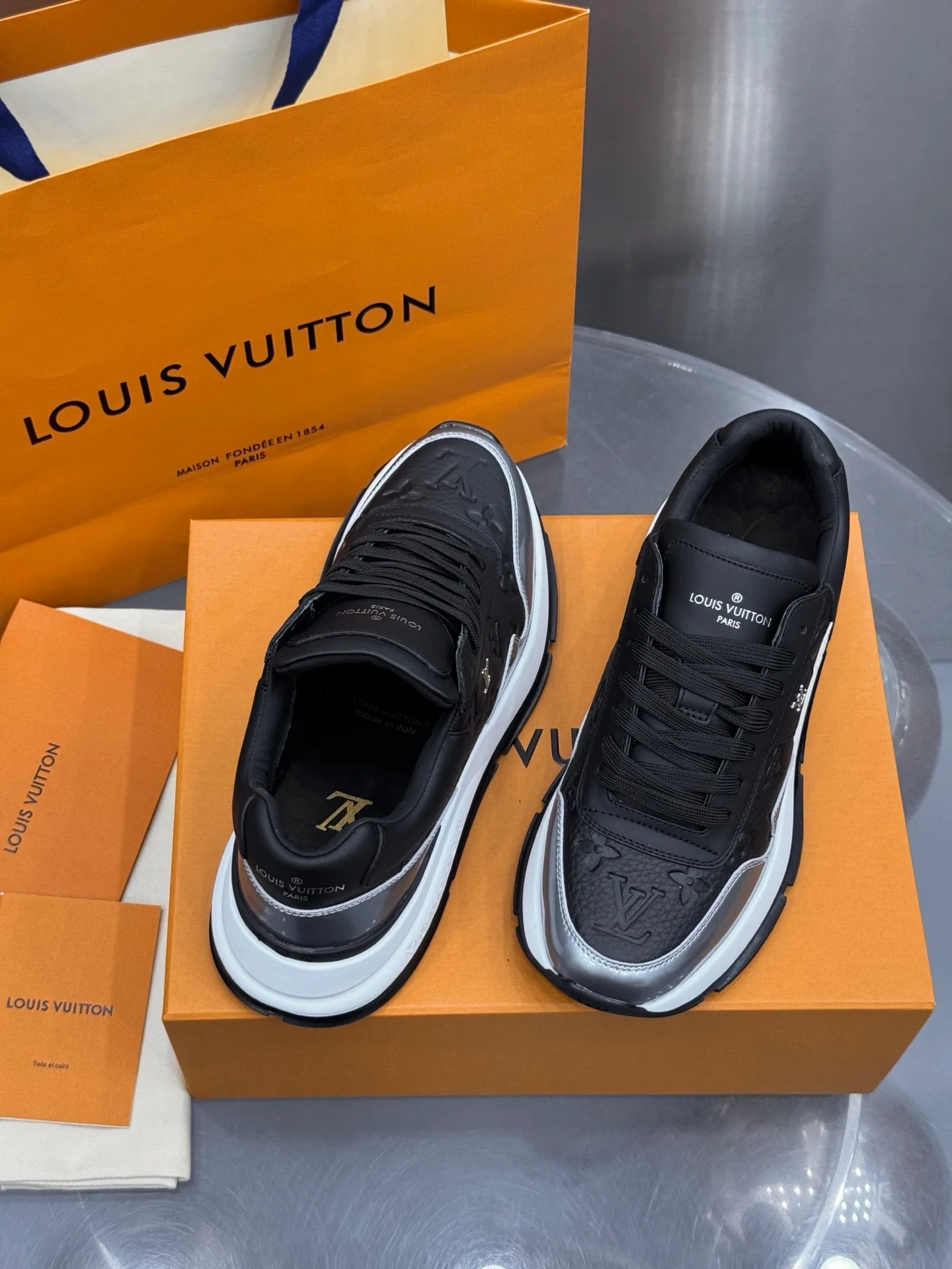 LV Run Away Sneaker (Black/Silver Monogram) — view 5