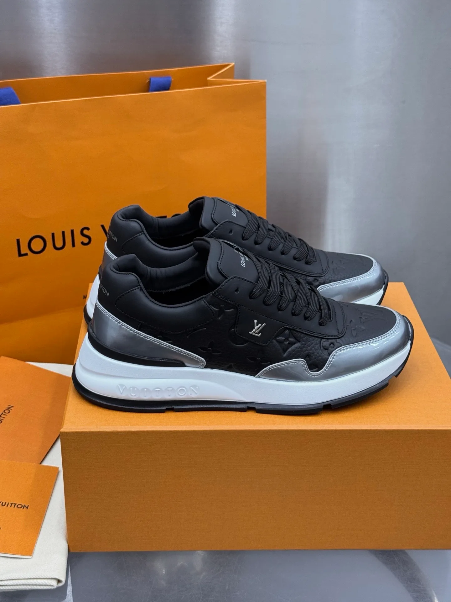LV Run Away Sneaker (Black/Silver Monogram)