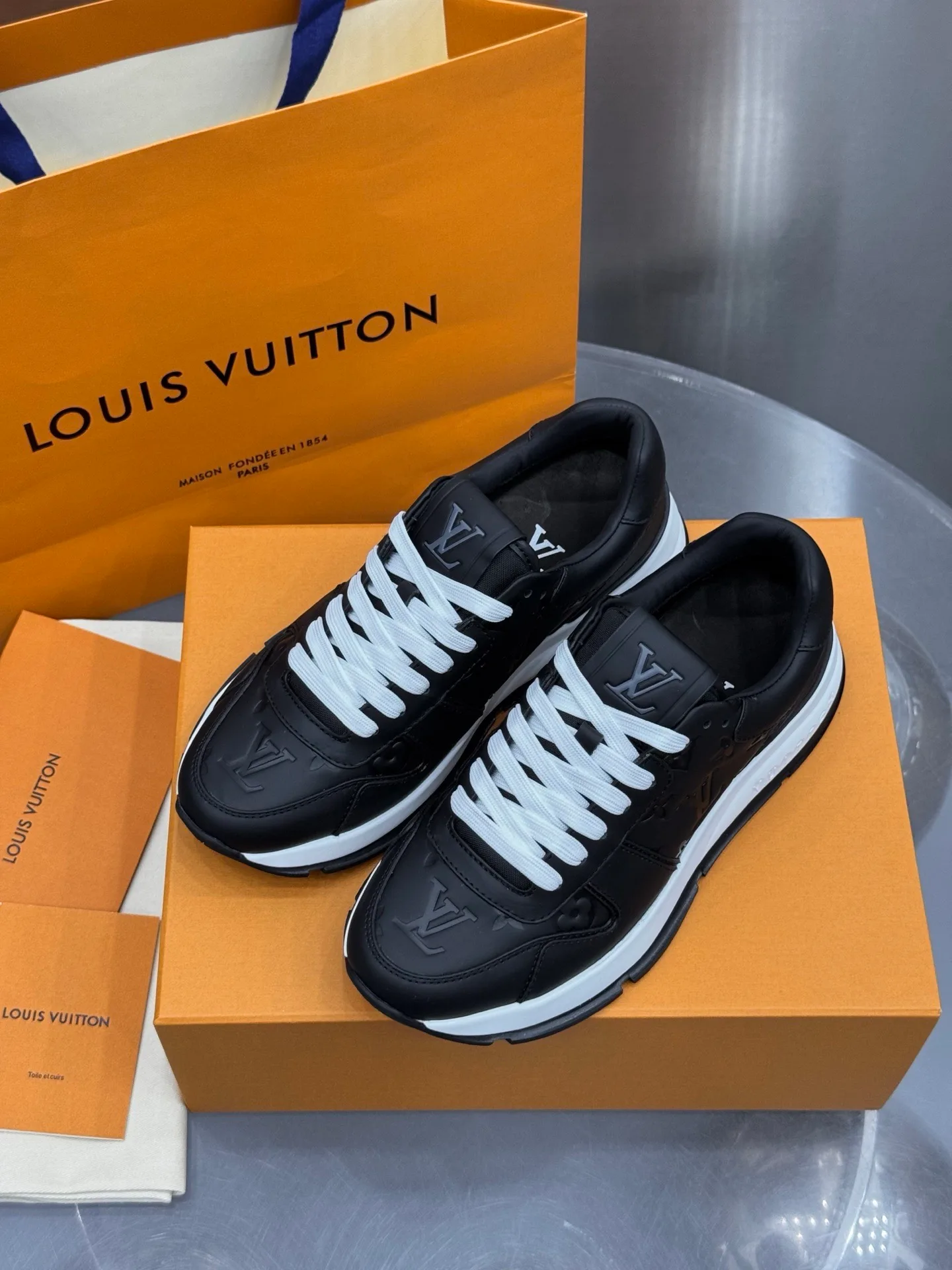 LV Run Away Sneaker (Black/White Monogram)  — view 3