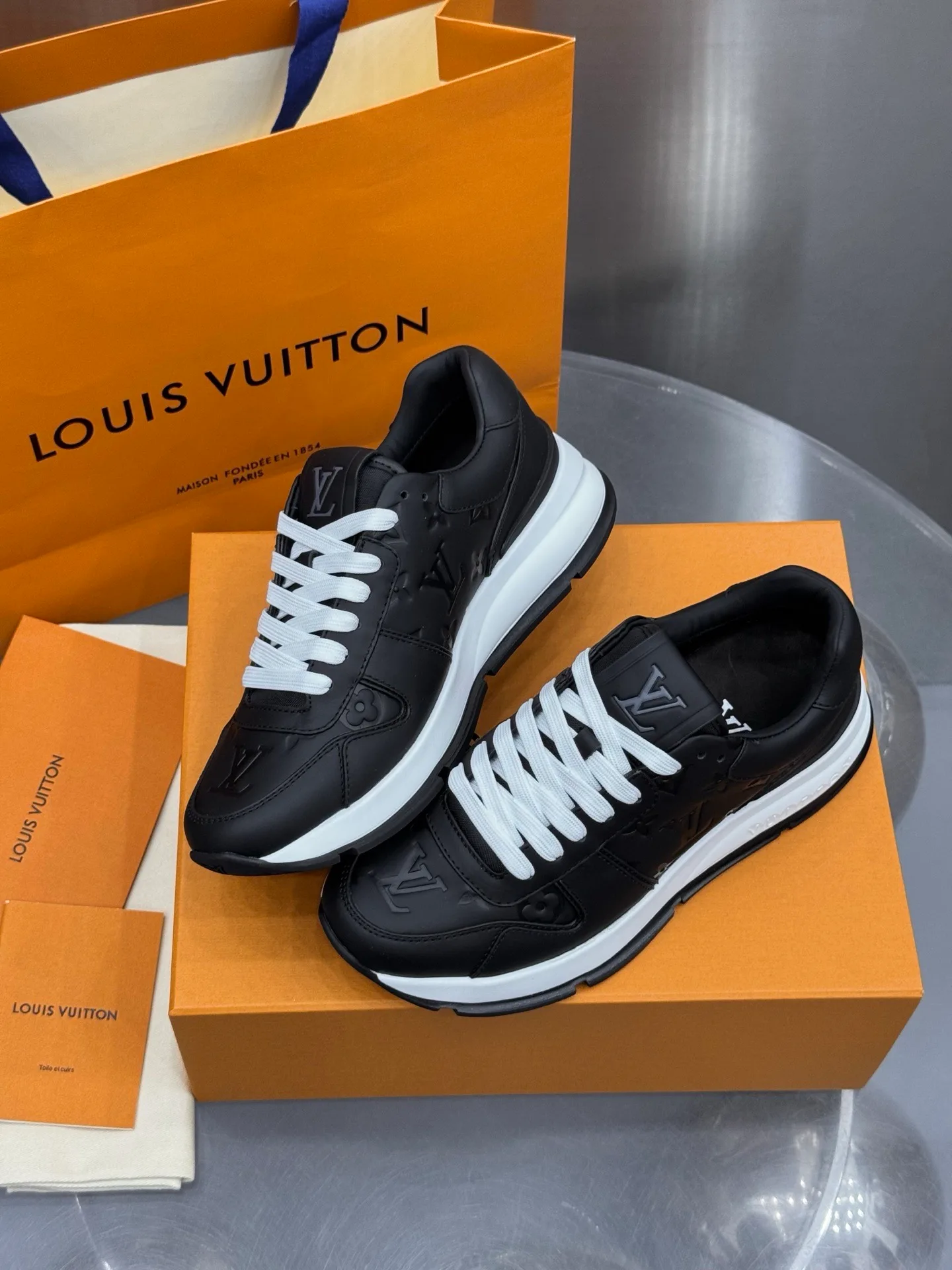LV Run Away Sneaker (Black/White Monogram)  — view 4