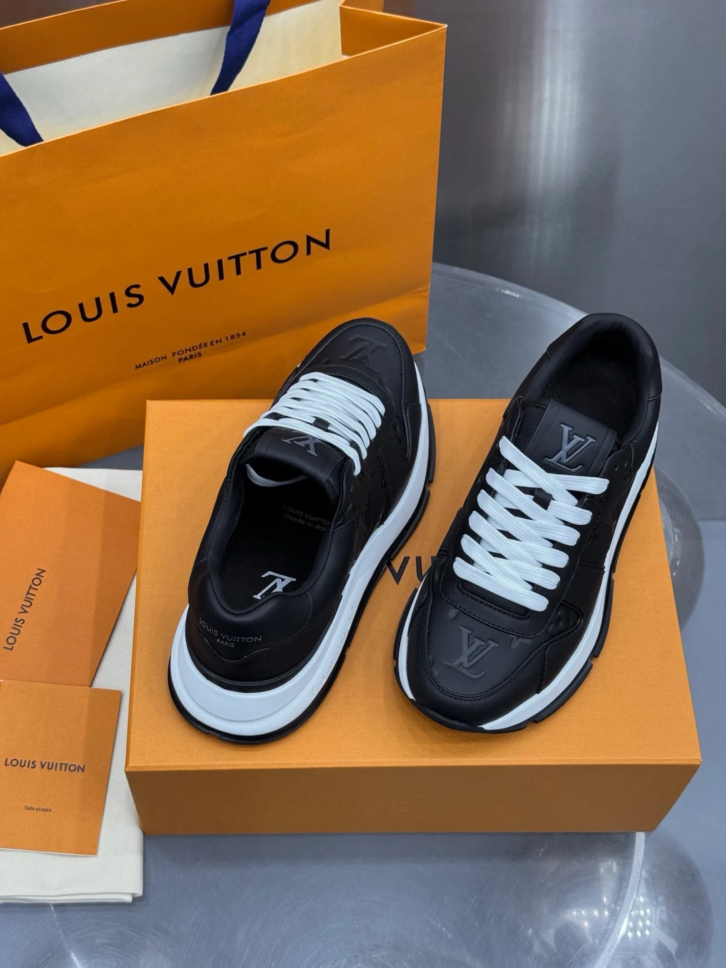 LV Run Away Sneaker (Black/White Monogram)  — view 5