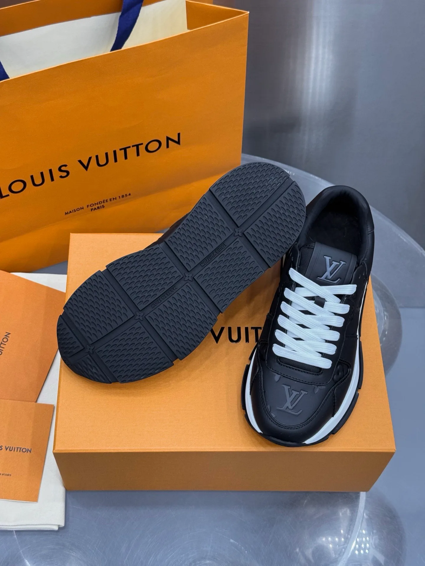 LV Run Away Sneaker (Black/White Monogram)  — view 6