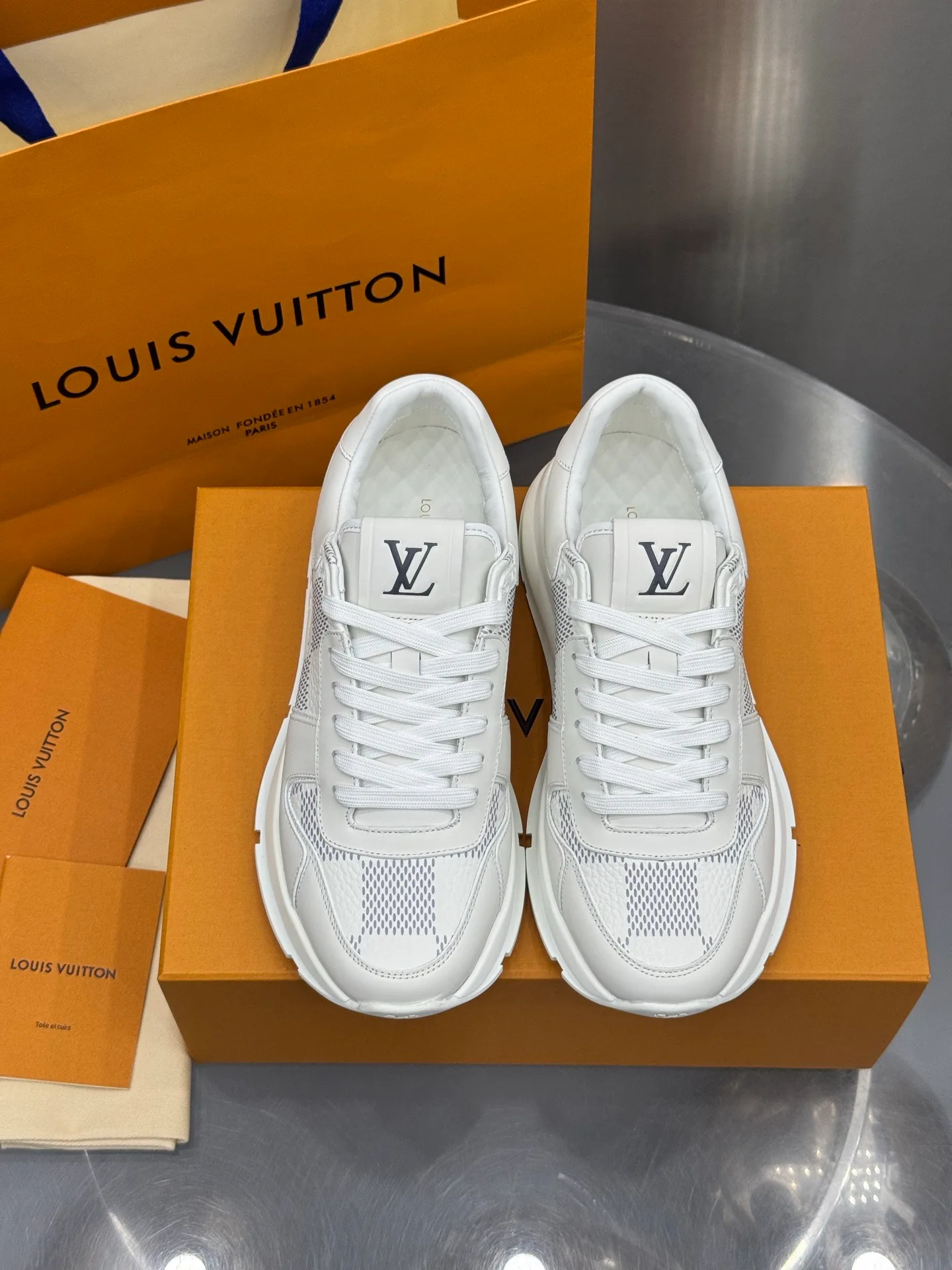 LV Run Away Sneaker (White Damier) — view 2