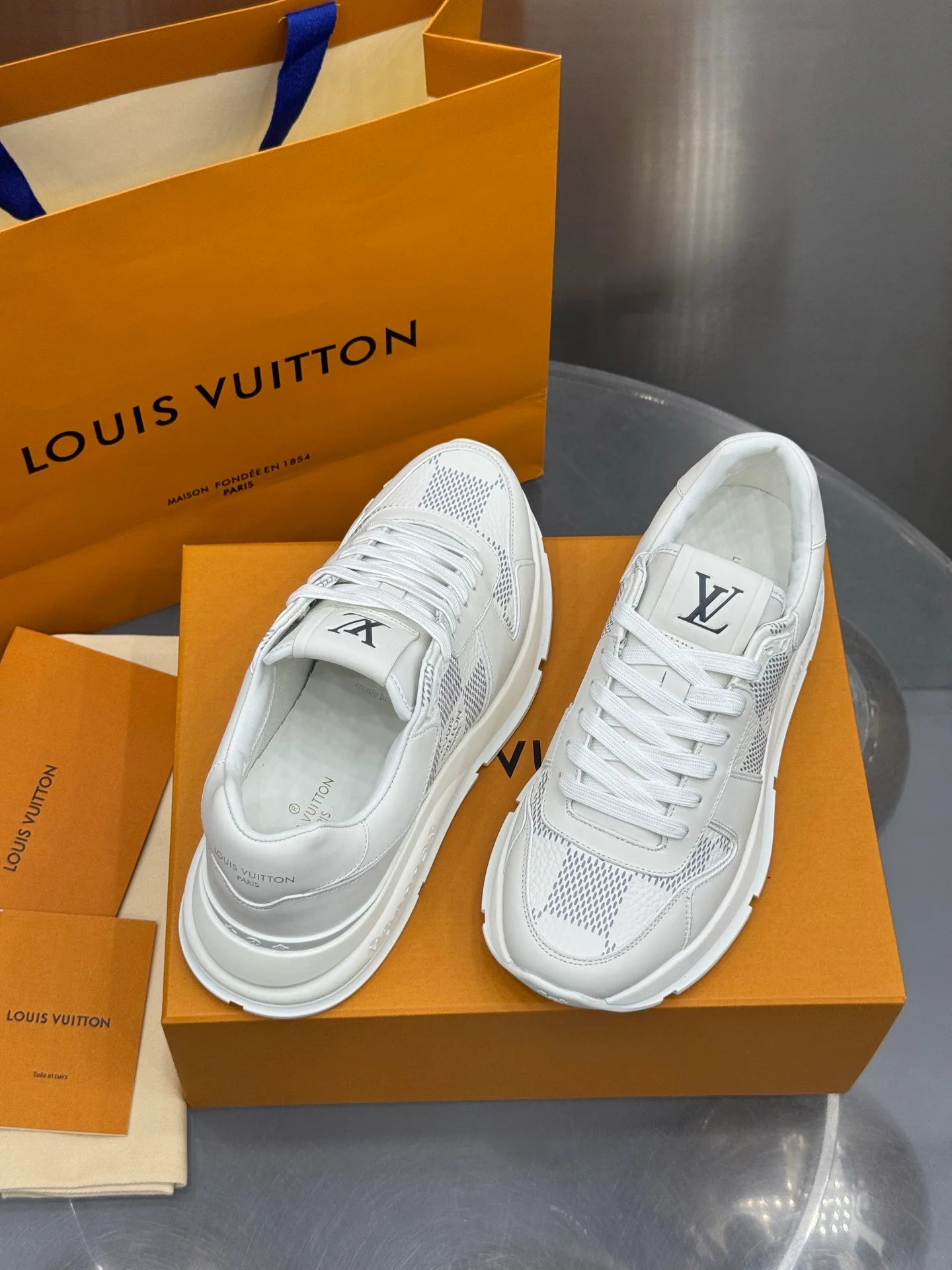LV Run Away Sneaker (White Damier) — view 5