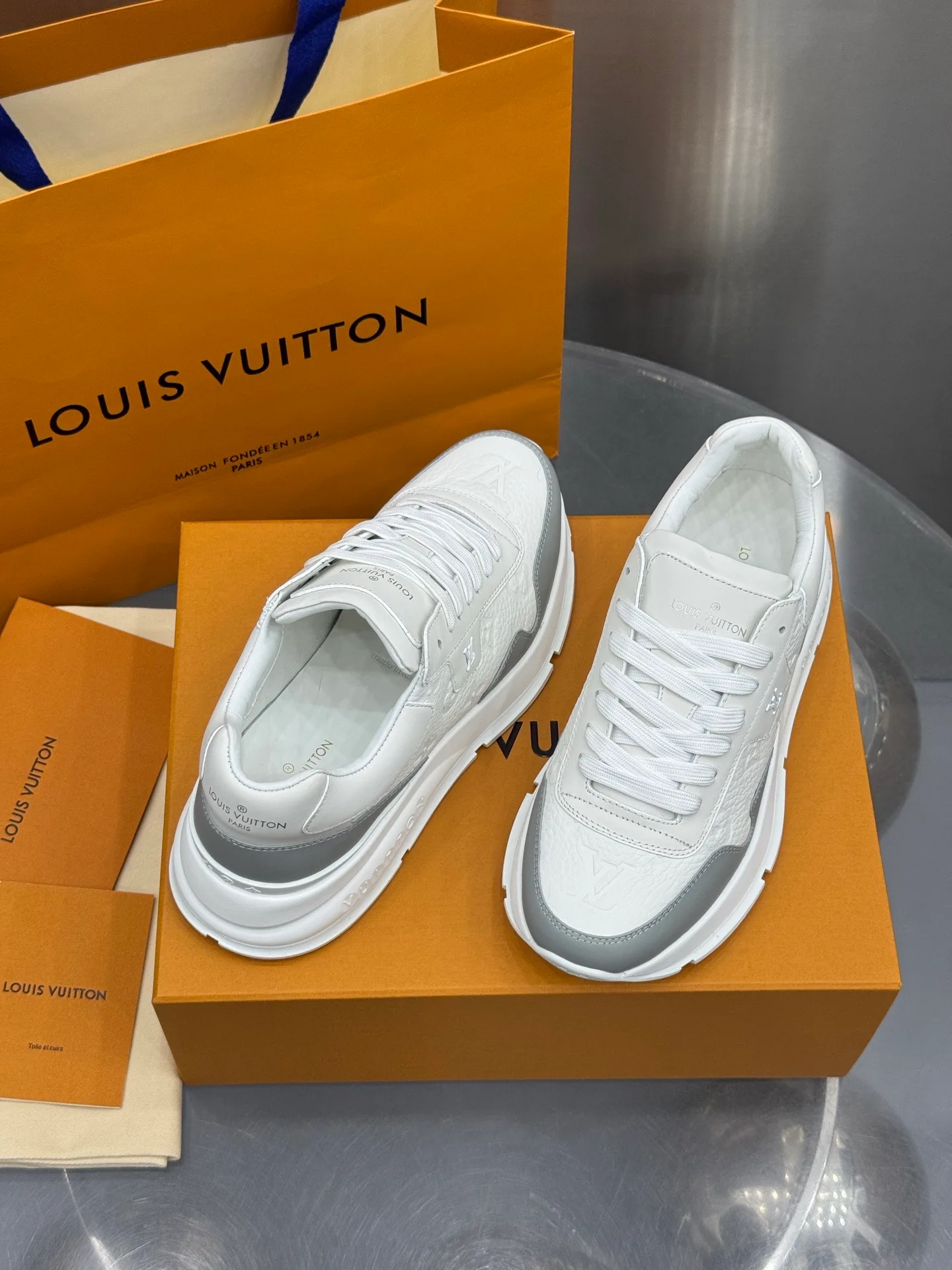 LV Run Away Sneaker (White/Grey) — view 5