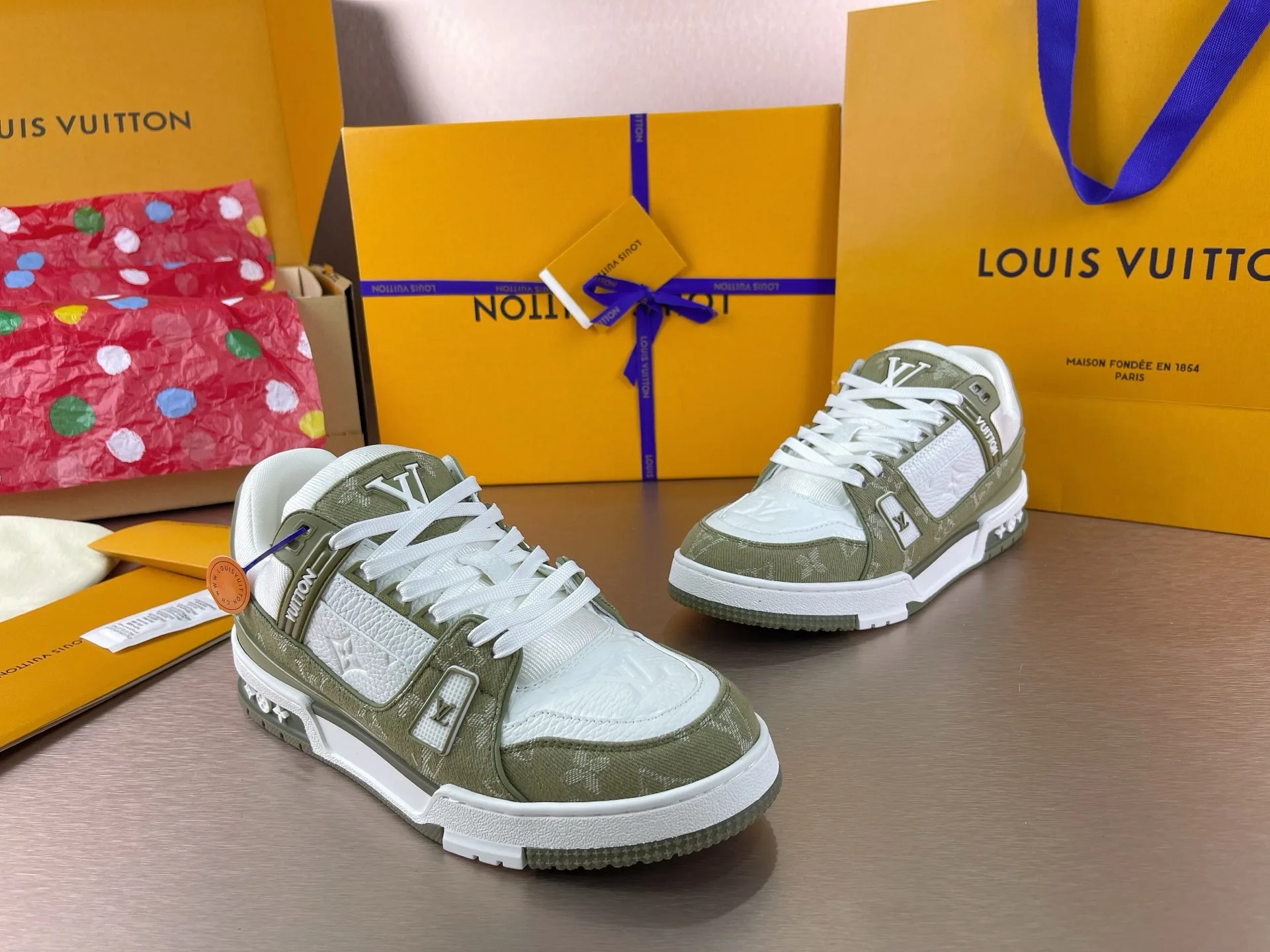 LV Trainer Sneaker (Khaki) — view 8