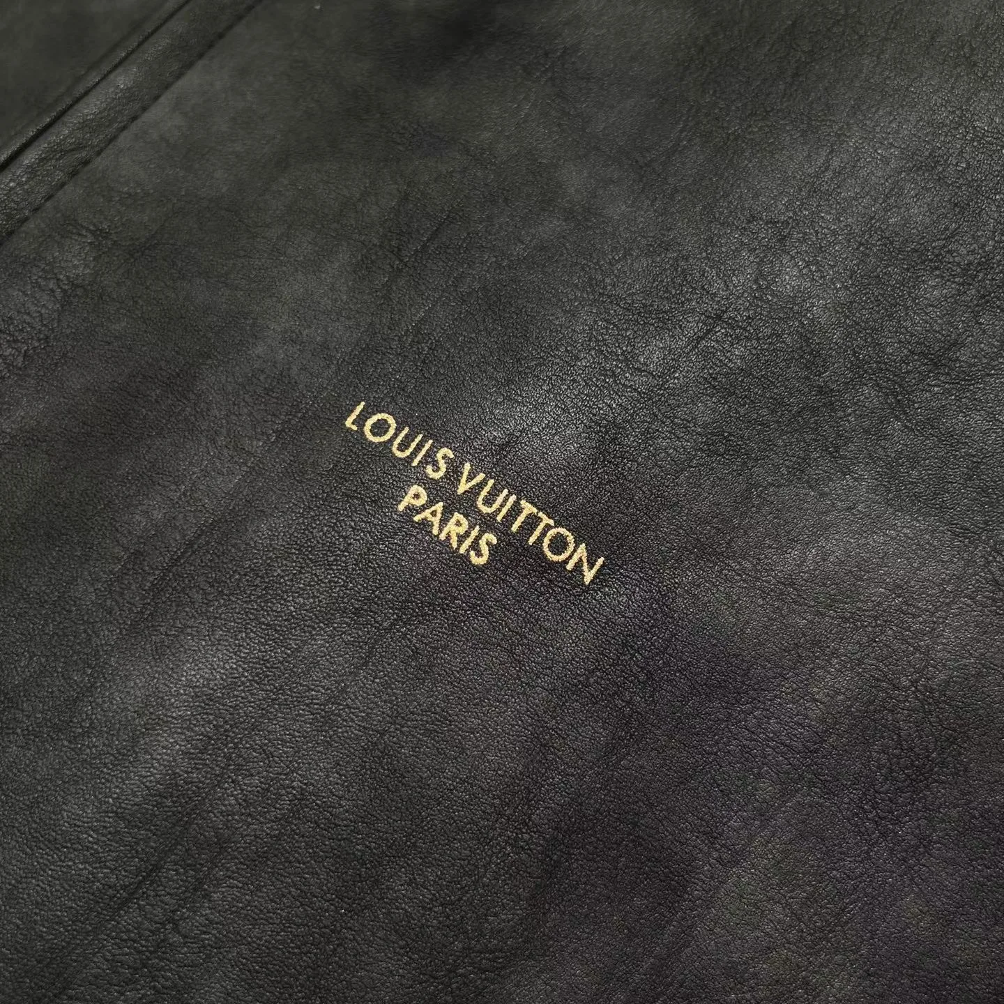 LV Vintage Effect Leather Track Top (Black) — view 2
