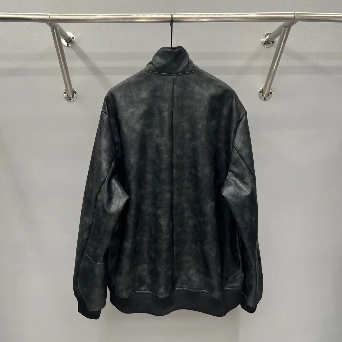 LV Vintage Effect Leather Track Top (Black) — view 4