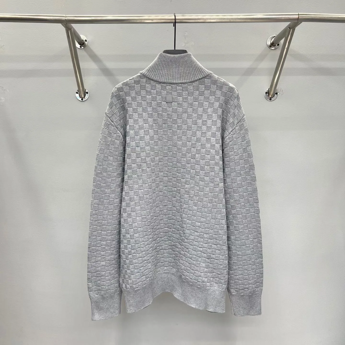 LV Wool-Cashmere Half-Zip Pullover (Grey) — 보기 3