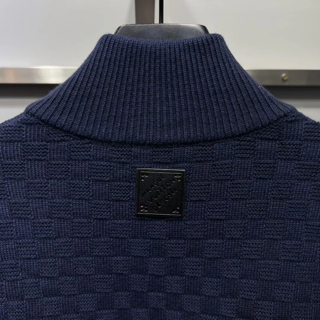 LV Wool-Cashmere Half-Zip Pullover (Navy) — 보기 3