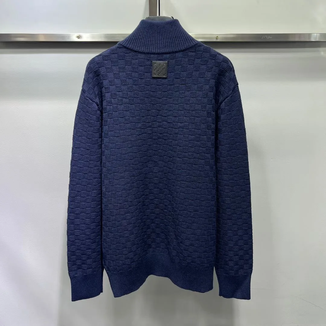 LV Wool-Cashmere Half-Zip Pullover (Navy) — 보기 4