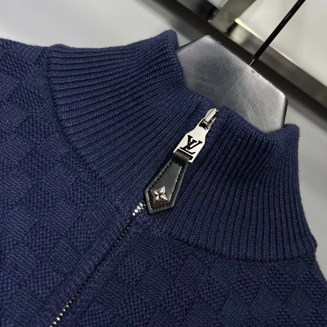 LV Wool-Cashmere Half-Zip Pullover (Navy) — 보기 6