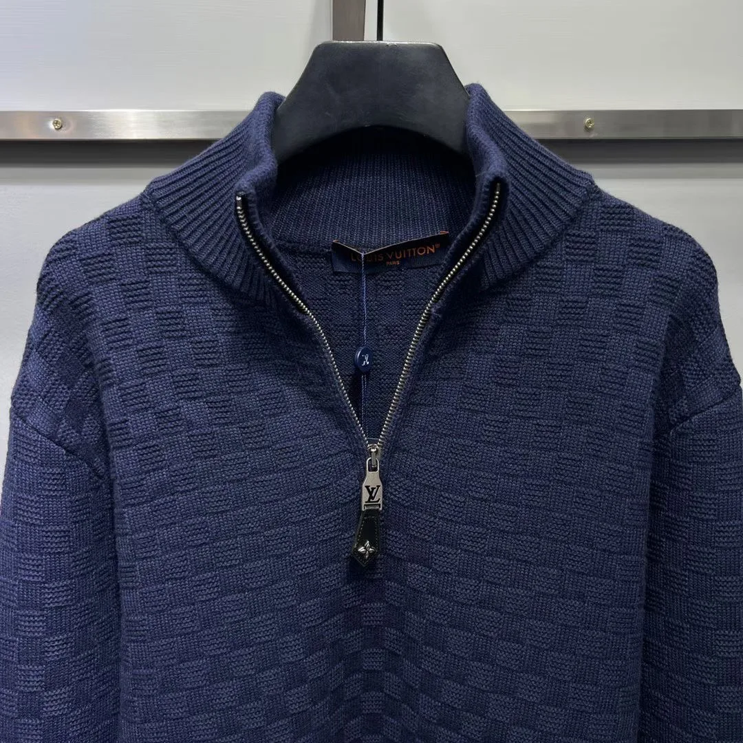 LV Wool-Cashmere Half-Zip Pullover (Navy) — 보기 7