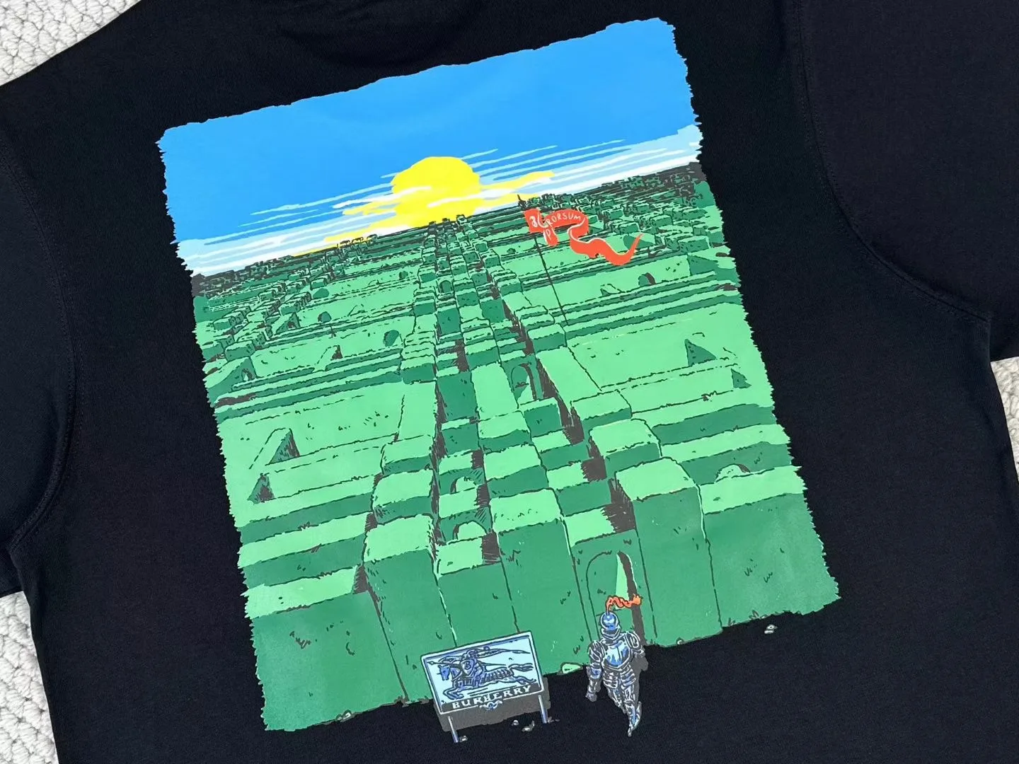 Maze Cotton T-shirt (Black) — ビュー 4