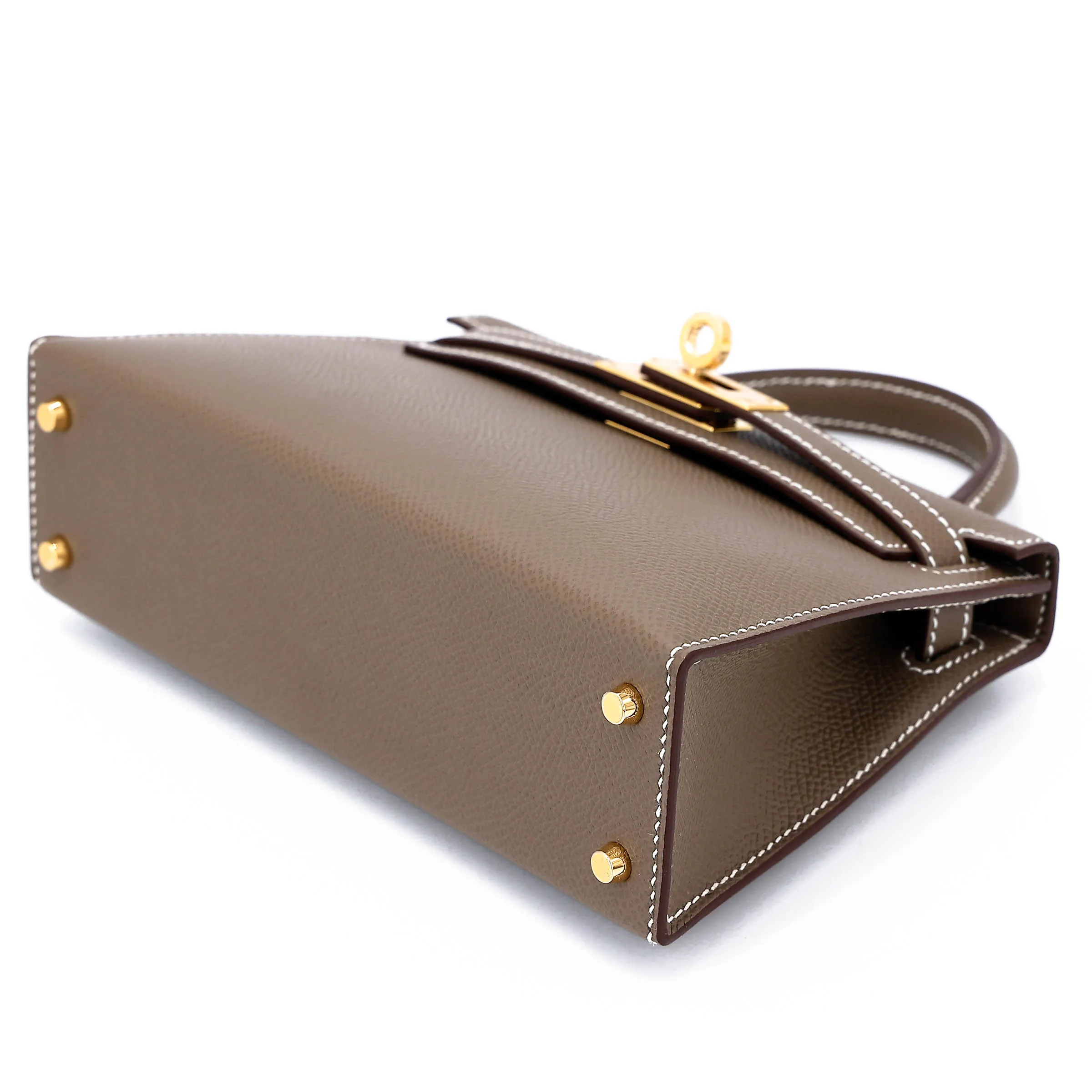 Hermès Mini Kelly II Epsom (France) Étoupe (18) Gold — view 4