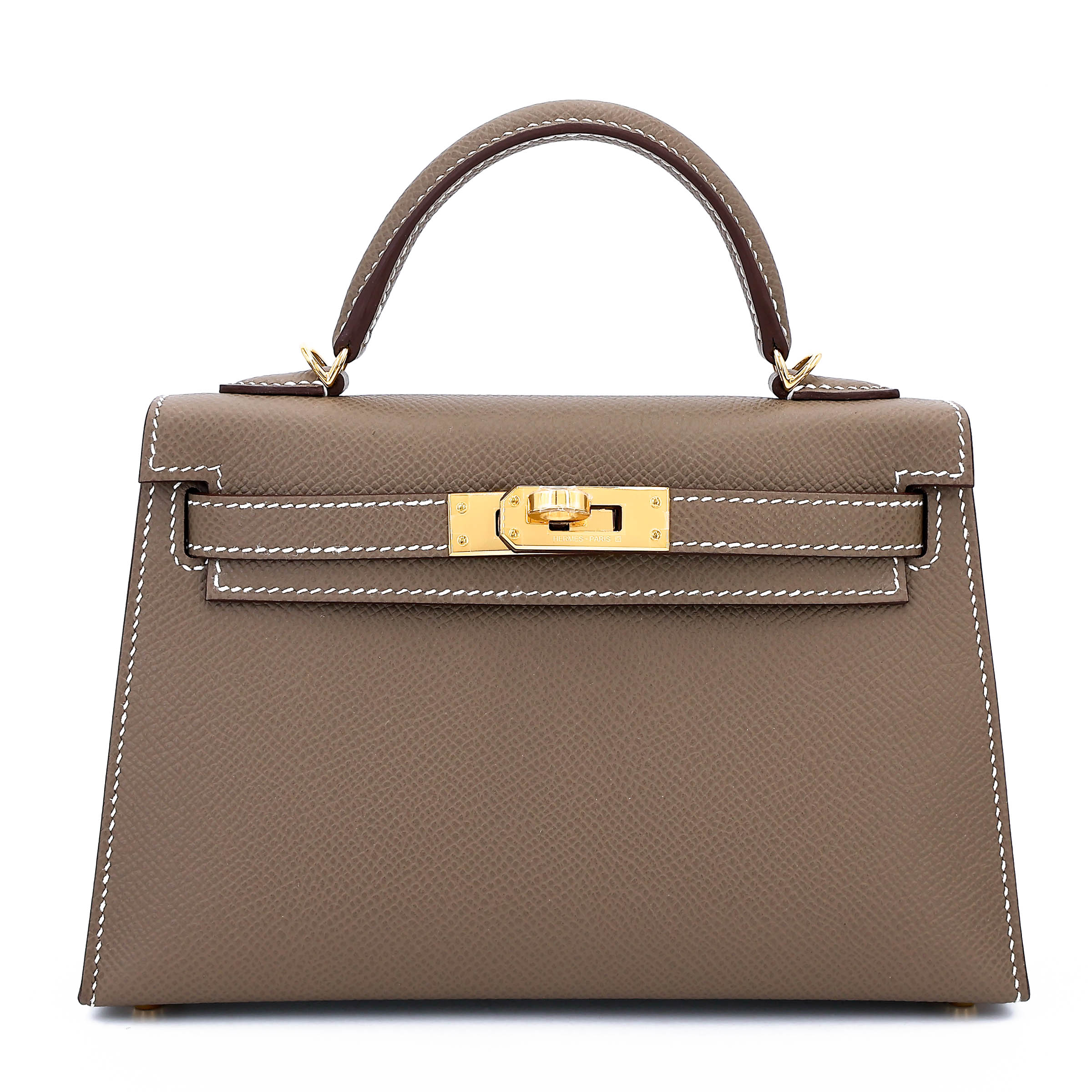 Hermès Mini Kelly II Epsom (France) Etoupe (18) Gold