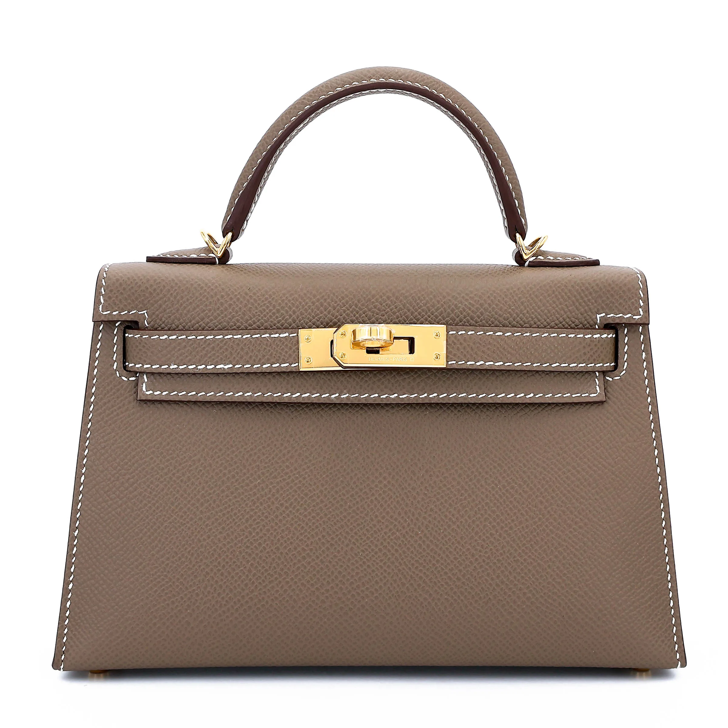 Hermès Mini Kelly II Epsom (France) Étoupe (18) Gold