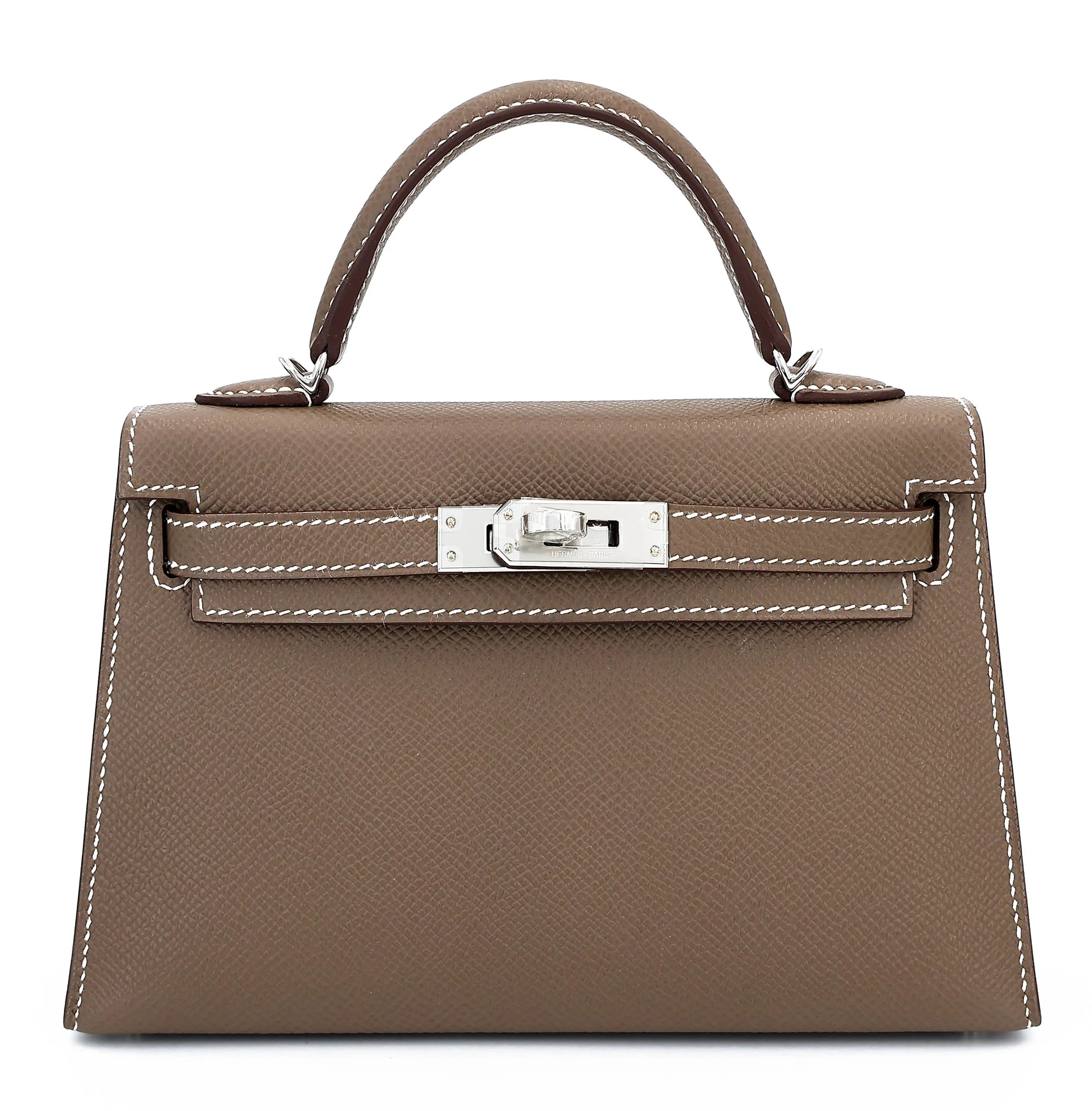 Hermès Mini Kelly II Epsom (France) Étoupe (18) Palladium