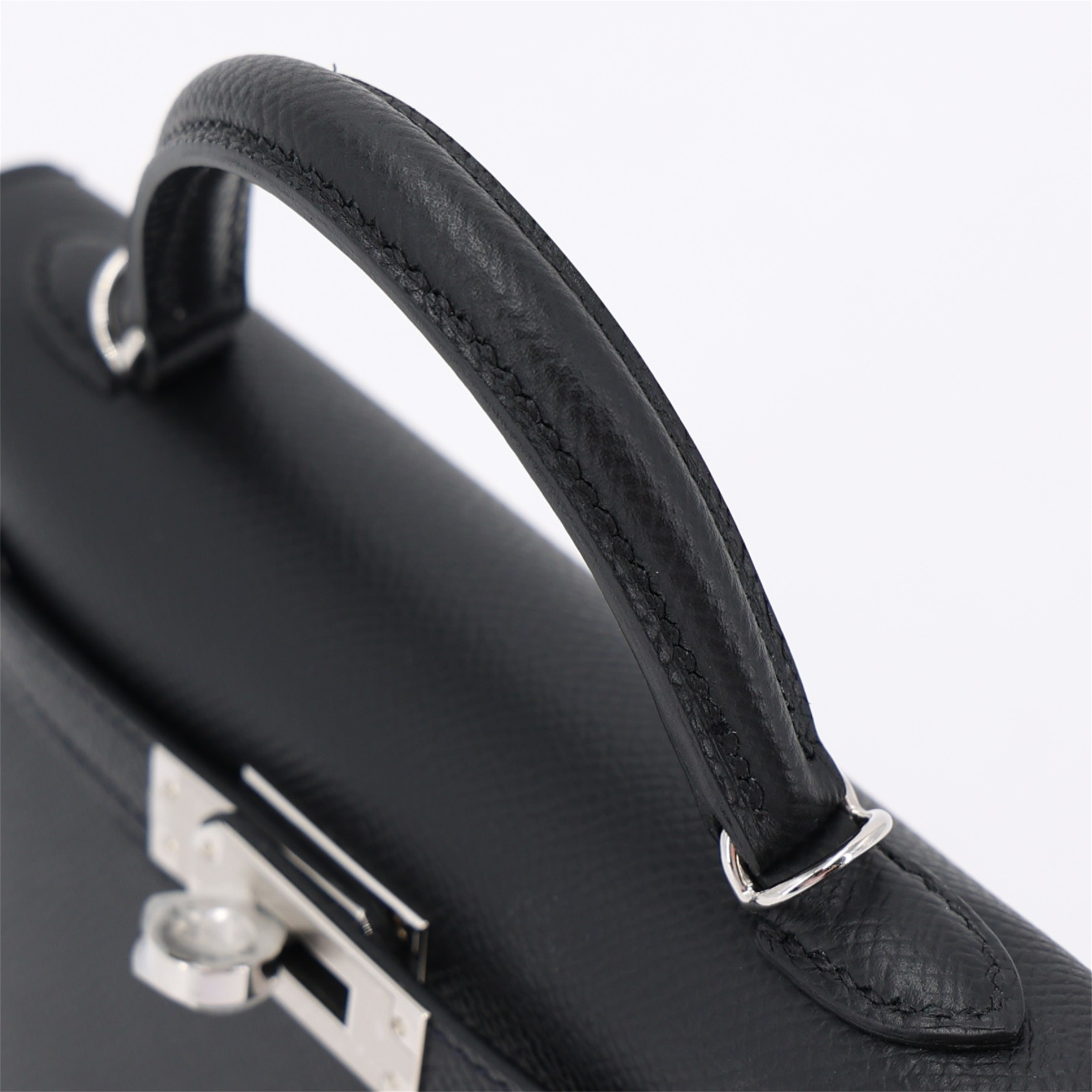 Hermès Mini Kelly II Epsom (France) Noir (89) Palladium — view 3