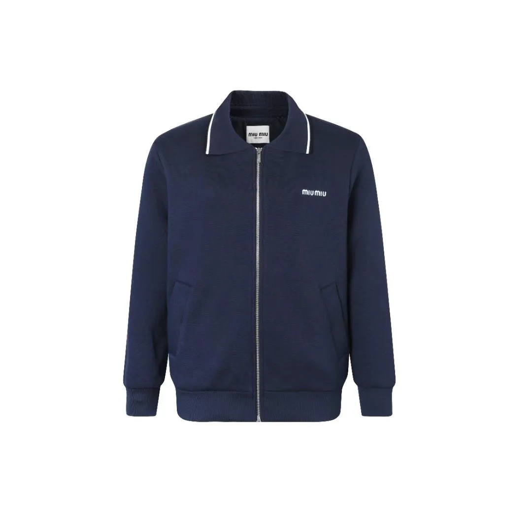 Miu Miu Bonded Piqué and Technical Jersey Blouson Jacket