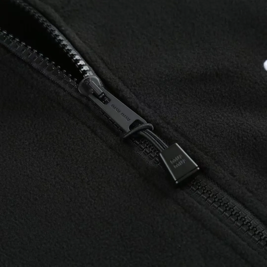 Miu Miu Cotton Fleece Zip-Front Hoodie — 보기 8