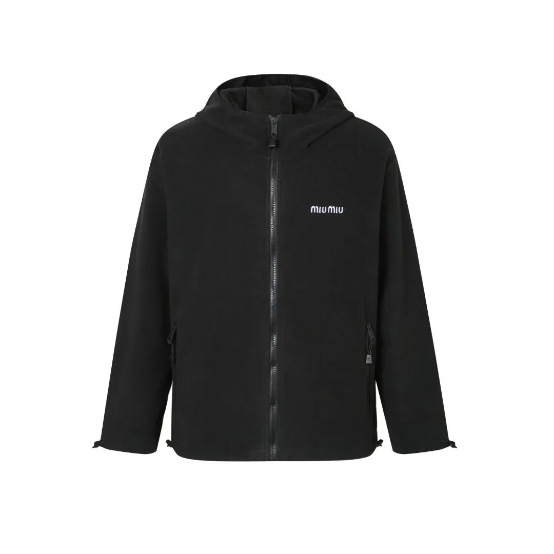 Miu Miu Cotton Fleece Zip-Front Hoodie