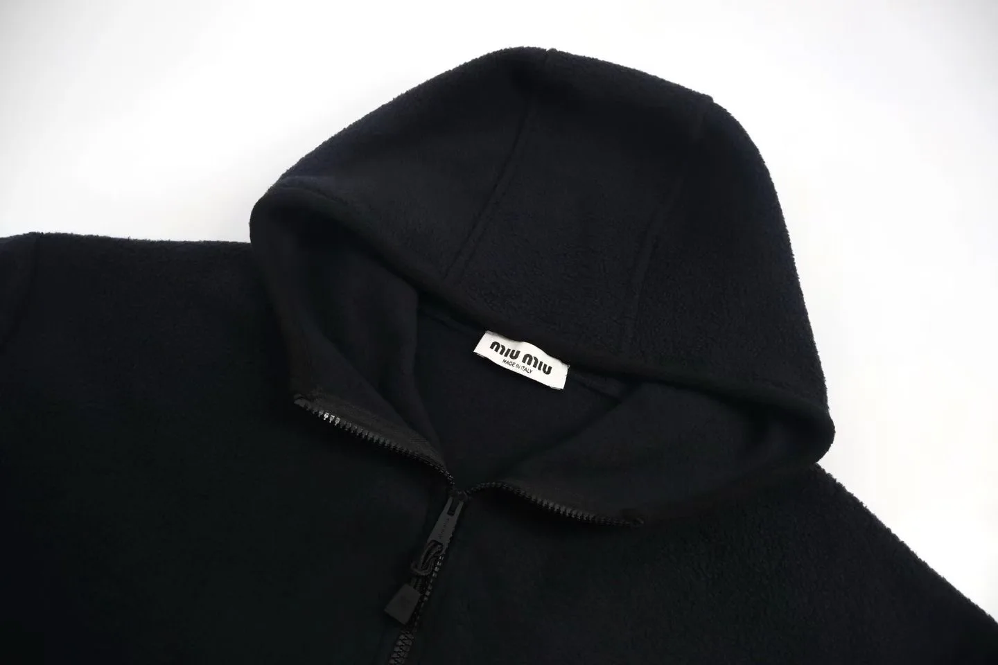 Miu Miu Cotton Fleece Zip-Front Hoodie — ビュー 2