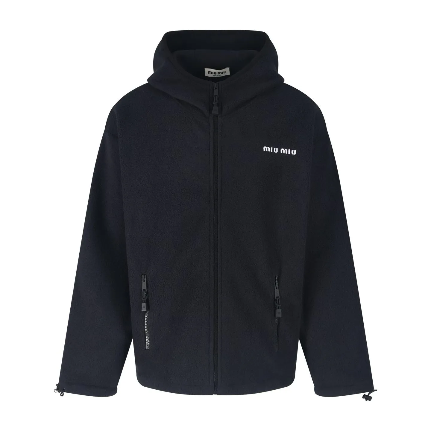 Miu Miu Cotton Fleece Zip-Front Hoodie