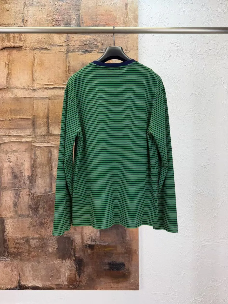 Green striped embroidered T-shirt — 圖 3