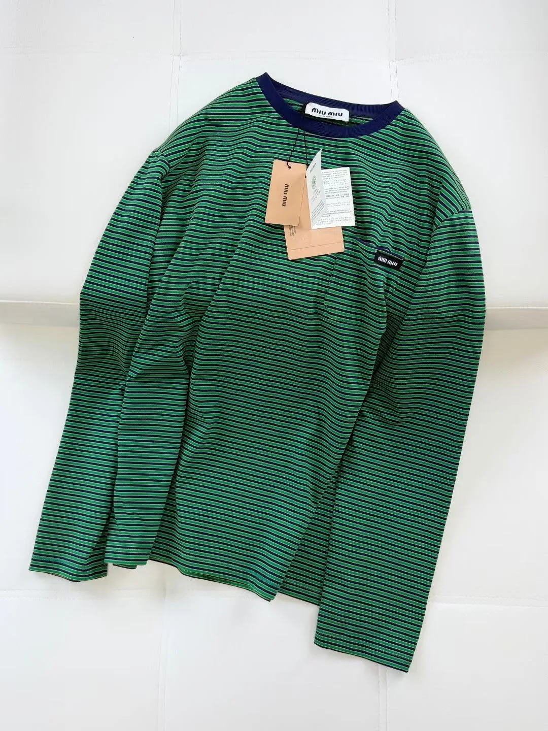 Green striped embroidered T-shirt — 圖 5
