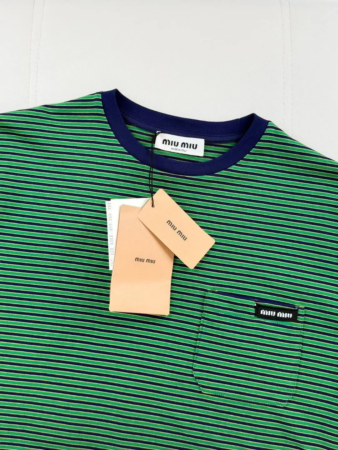 Green striped embroidered T-shirt — 圖 6