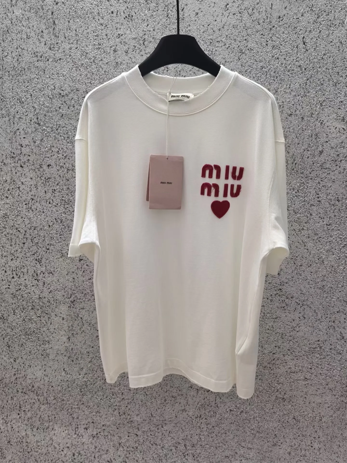 Miu Miu Logo Heart T Shirt (White)