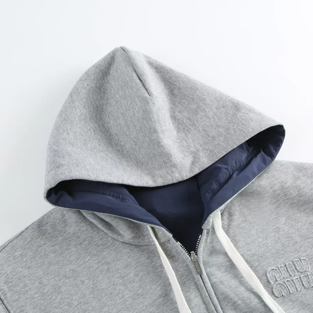 Miu Miu Reversible Logo-Appliqué Zip-Up Hoodie — view 2