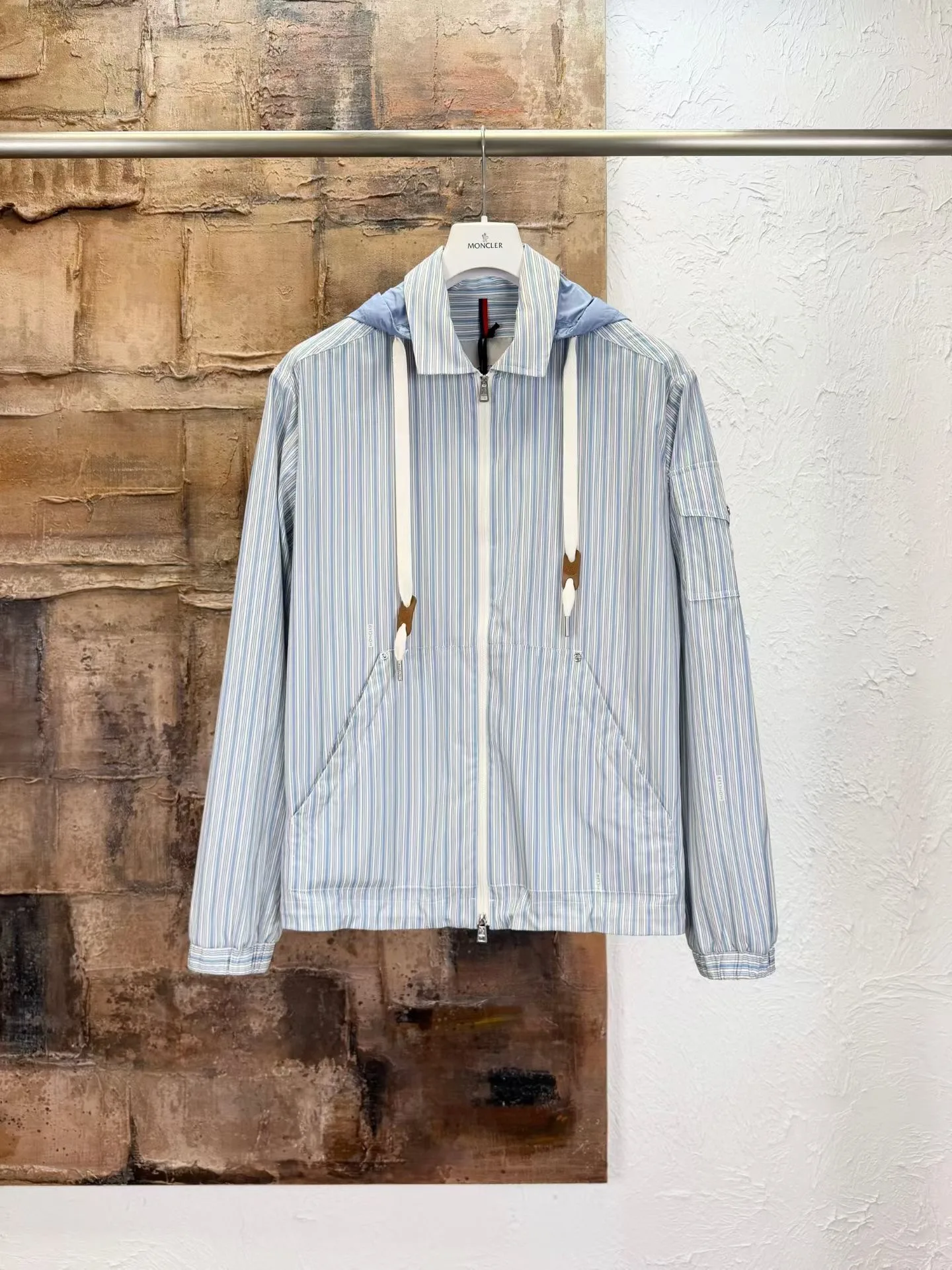 Moncler Havas Striped Poplin Shirt Jacket