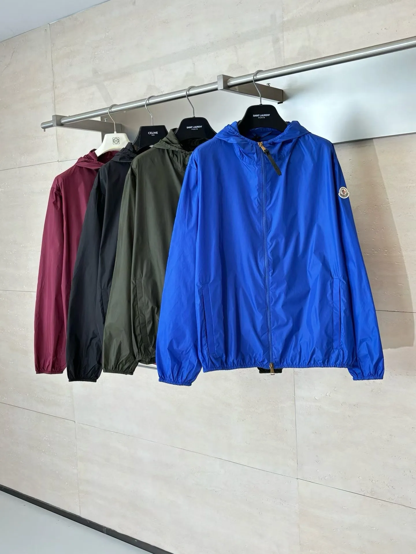 Lightweight Hooded Logo Patch Rain Jacket