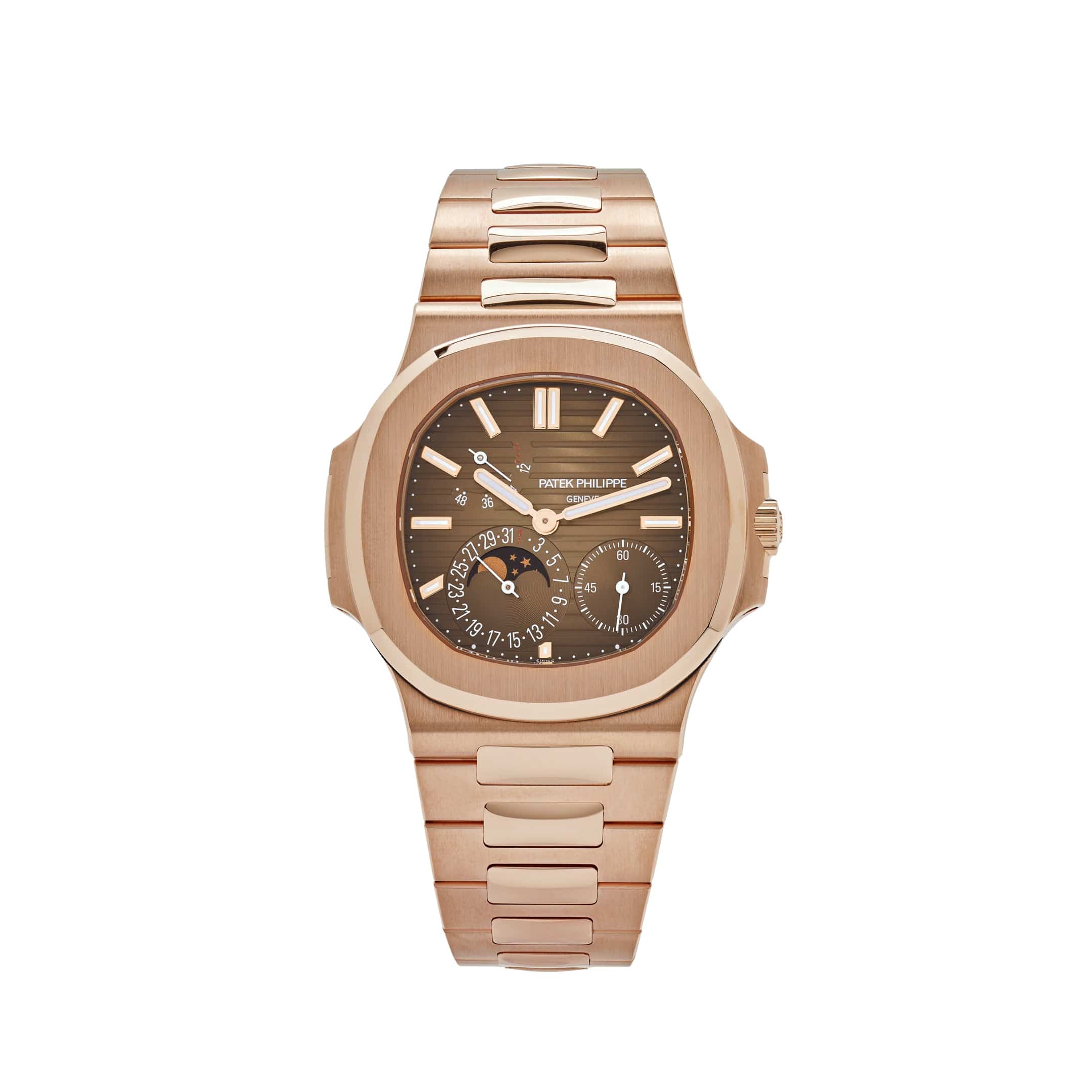 Patek Philippe Nautilus 5712/1R-001, — Sunburst Brown Dial, Rose Gold