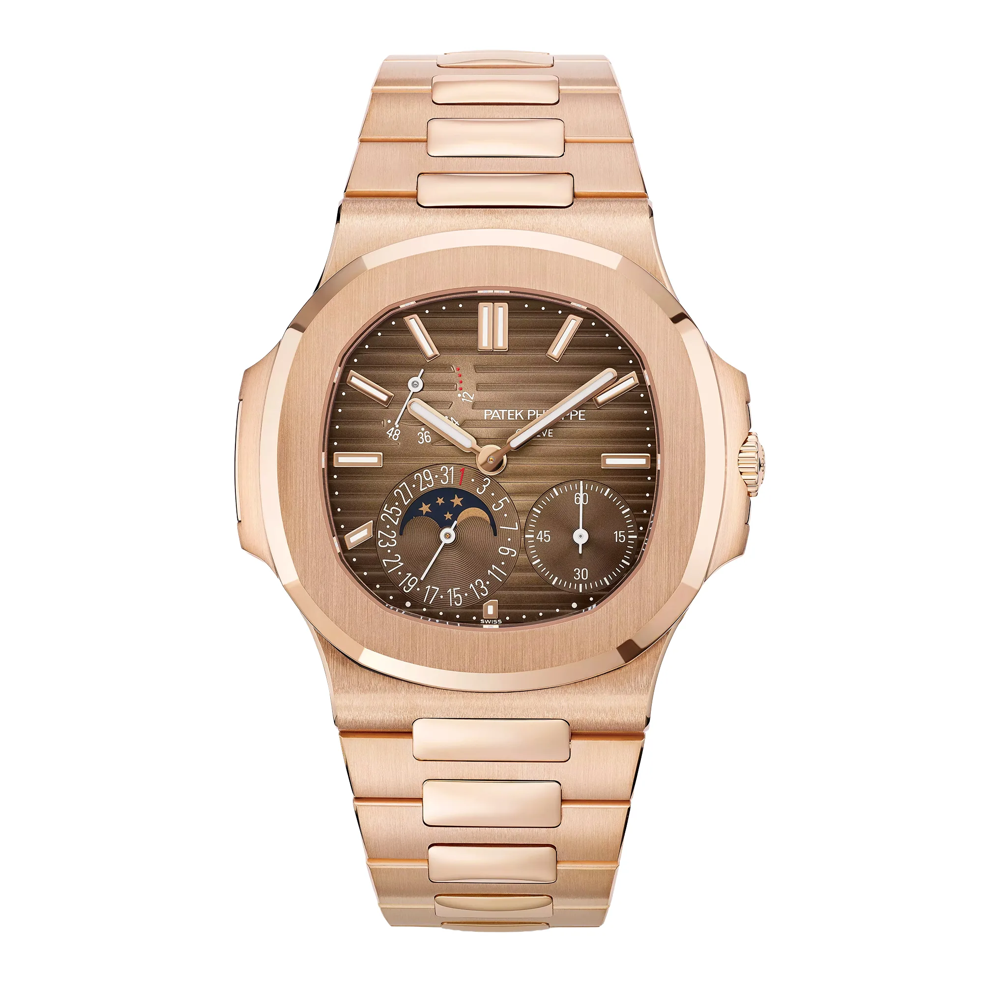 Patek Philippe Nautilus 5712/1R-001, — Sunburst Brown Dial, Rose Gold