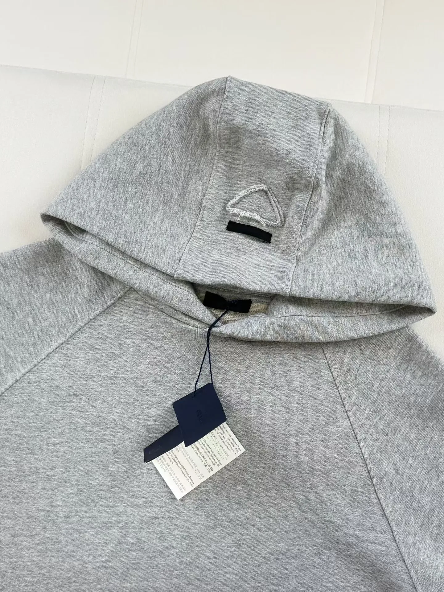 Prada Cotton Fleece Hoodie (Grey) — ビュー 5