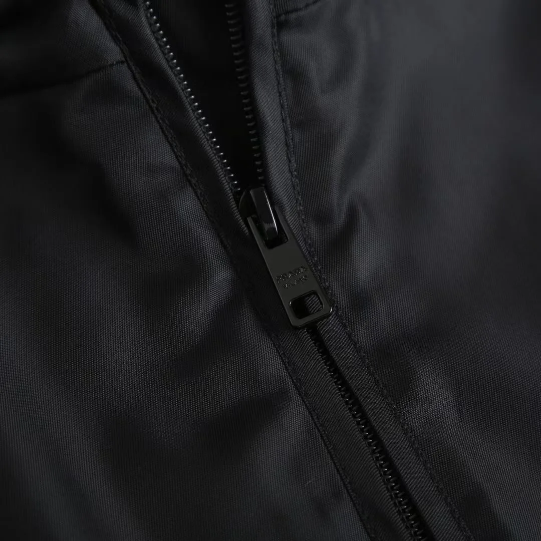 Prada Cotton Fleece Zipper Jacket with Re-Nylon Details (Black) — ビュー 7