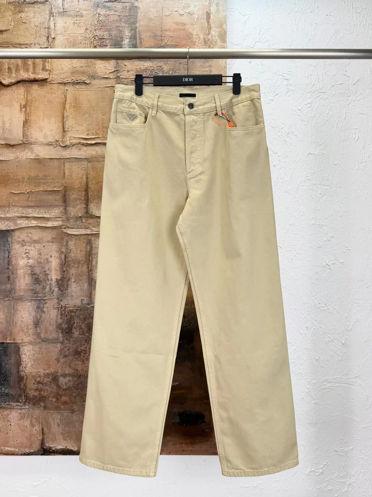 Prada Five-pocket Old Denim Jeans (Sand)